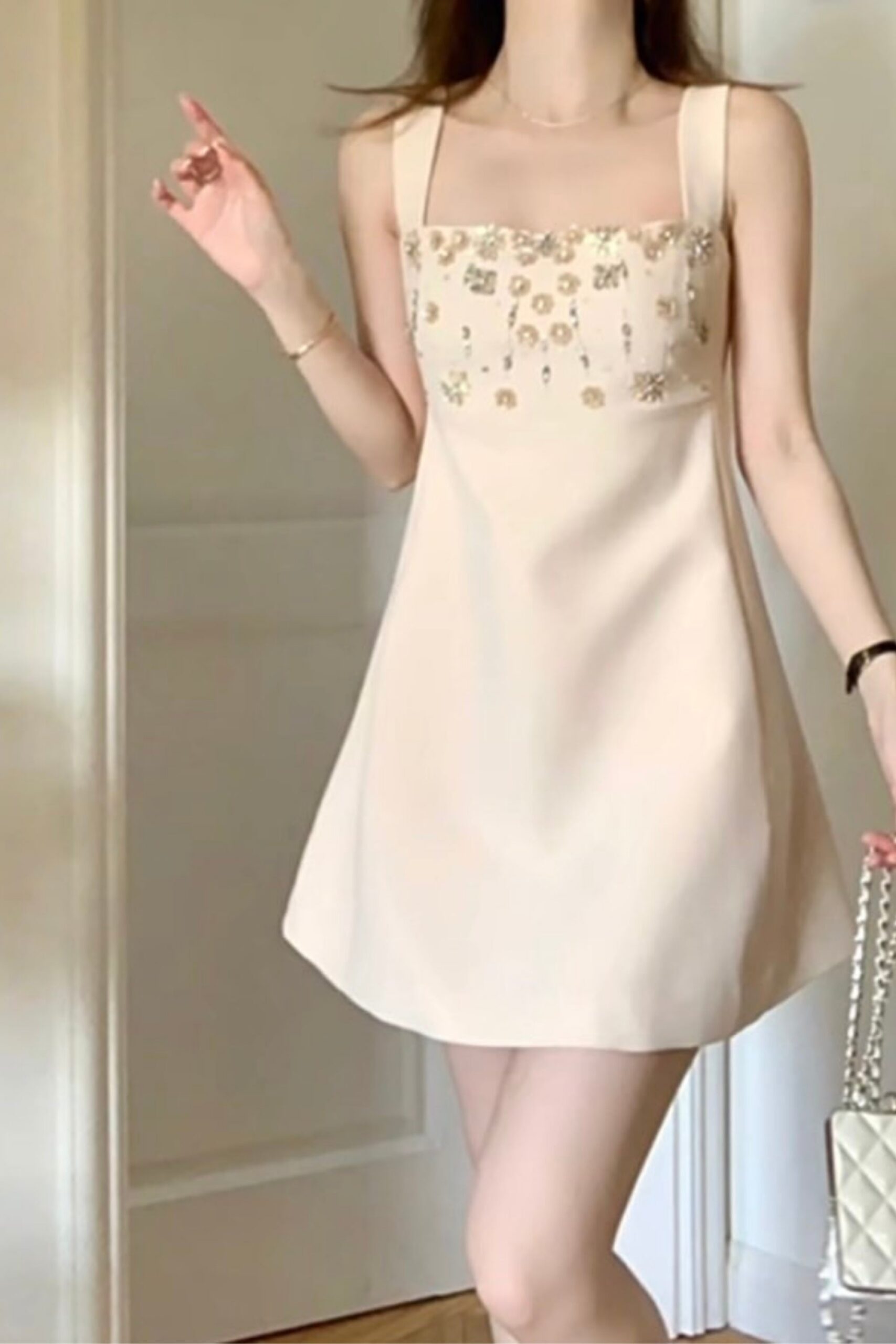 EMBELLISHED YELLOW A-LINE MINI DRESS FOR PARTY