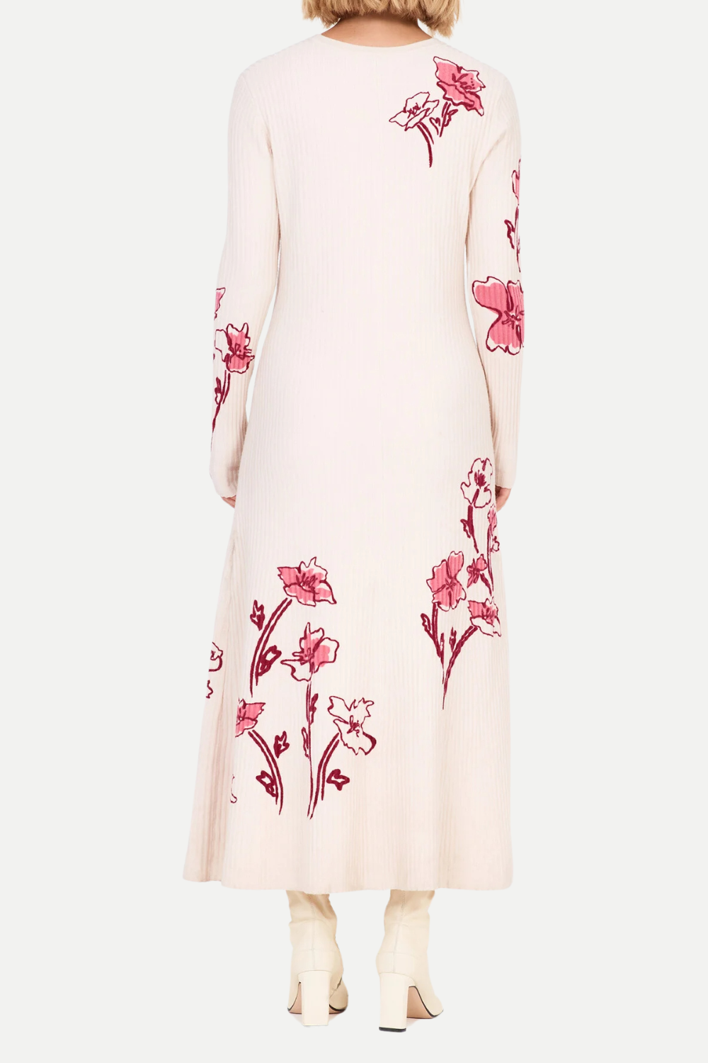 ECRU MULTI STRETCH KNIT MAXI DRESS, BODYCON