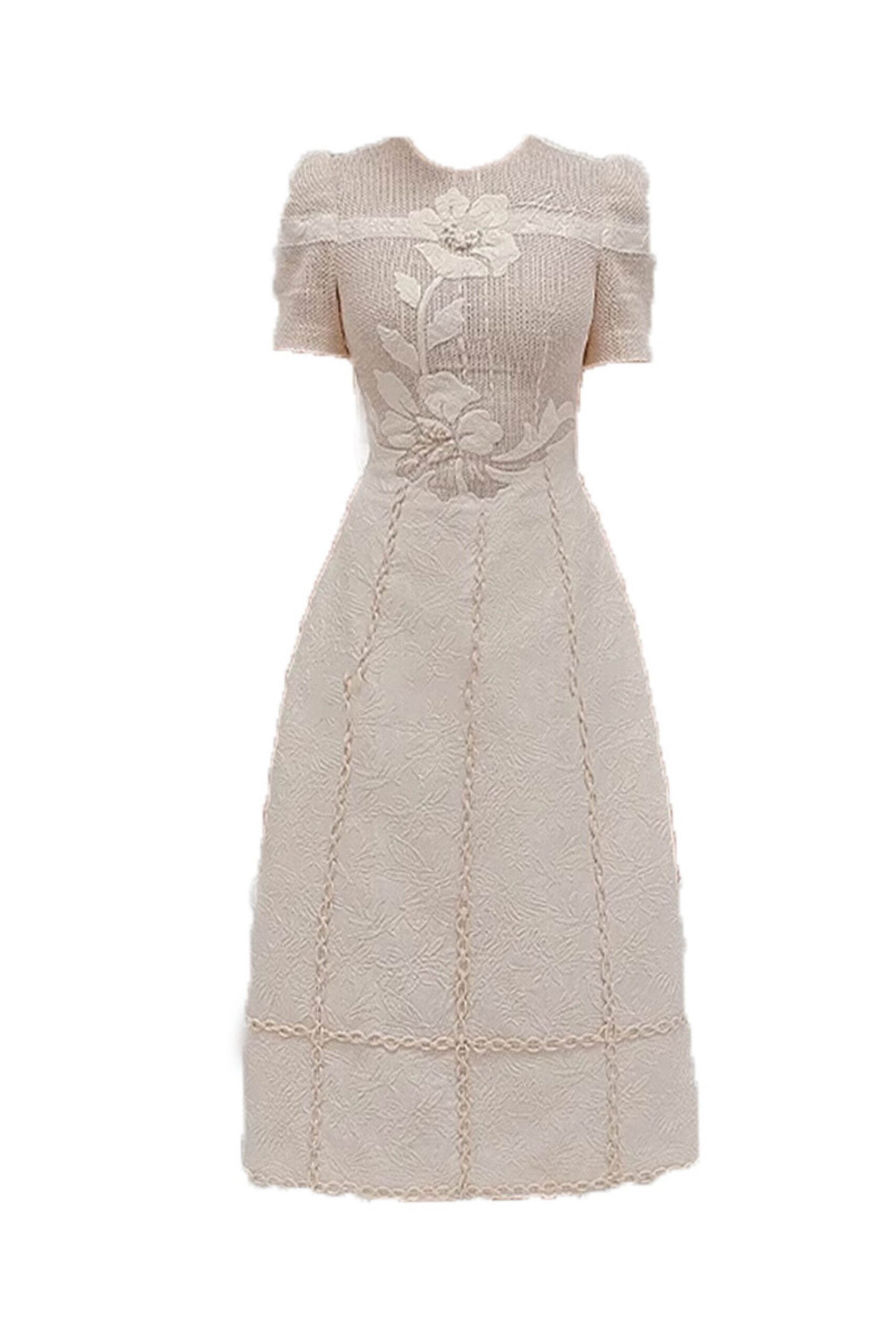 FLORAL WHITE MIDI DRESS FOR WEDDING GUEST