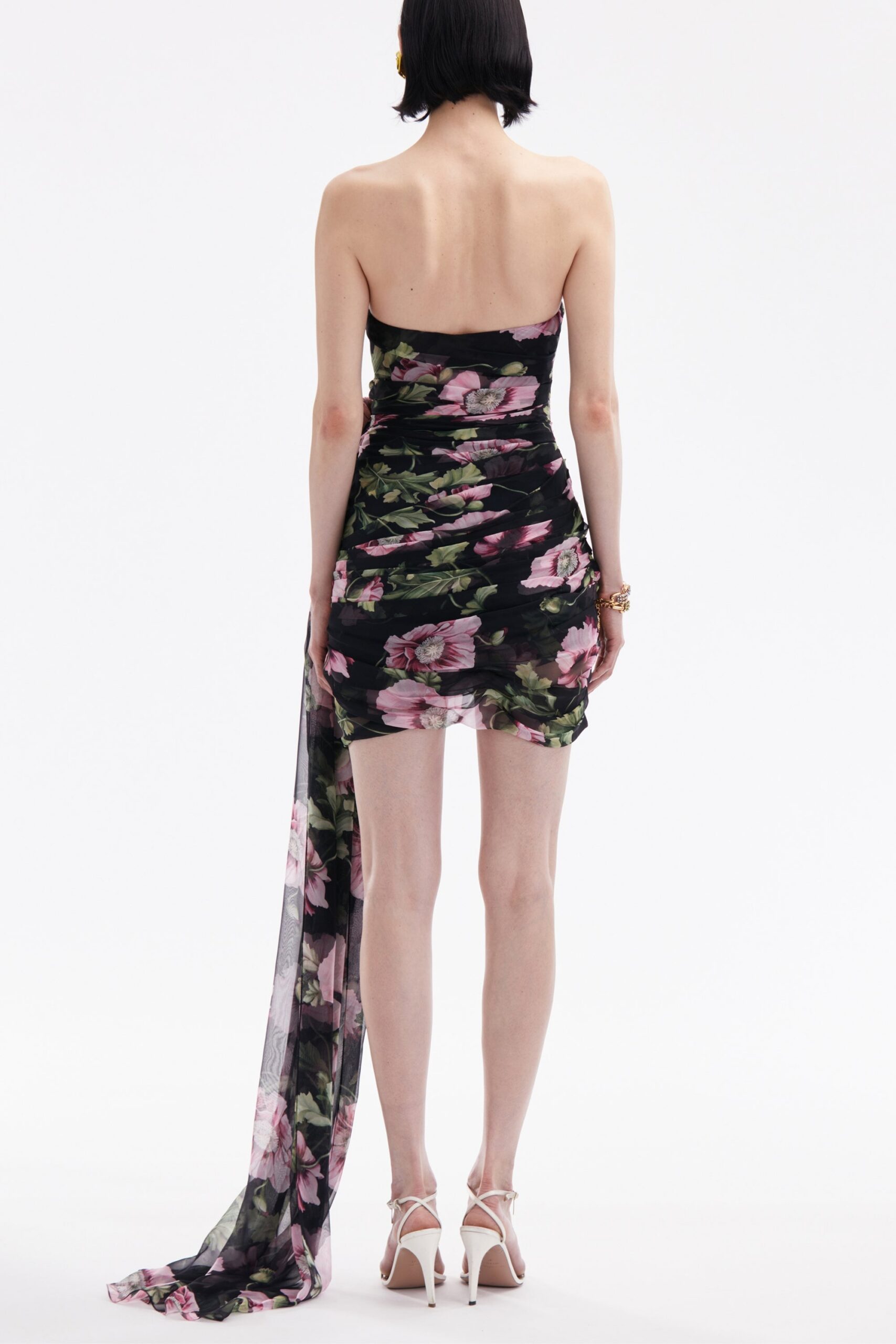 FLORAL DRAPE MINI DRESS FOR PARTY