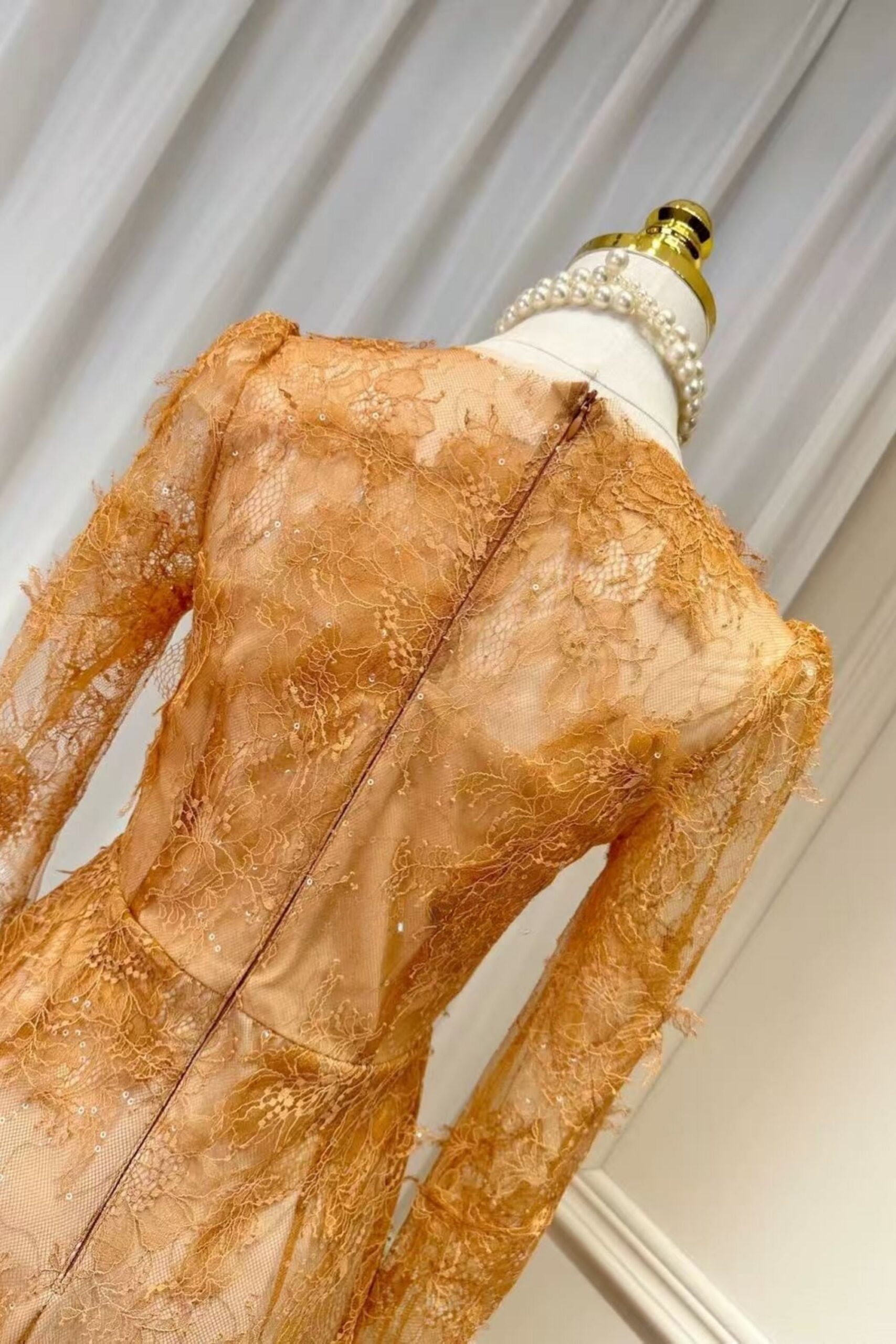 HONEY BEADED LACE MINI DRESS FOR COCKTAIL PARTY