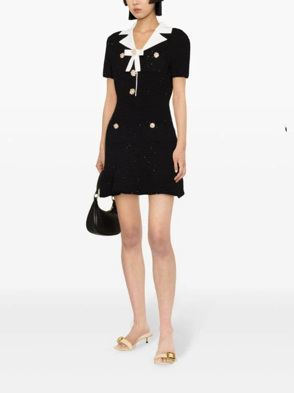 EMBELLISHED BOUCLÉ MINI DRESS FOR PARTY