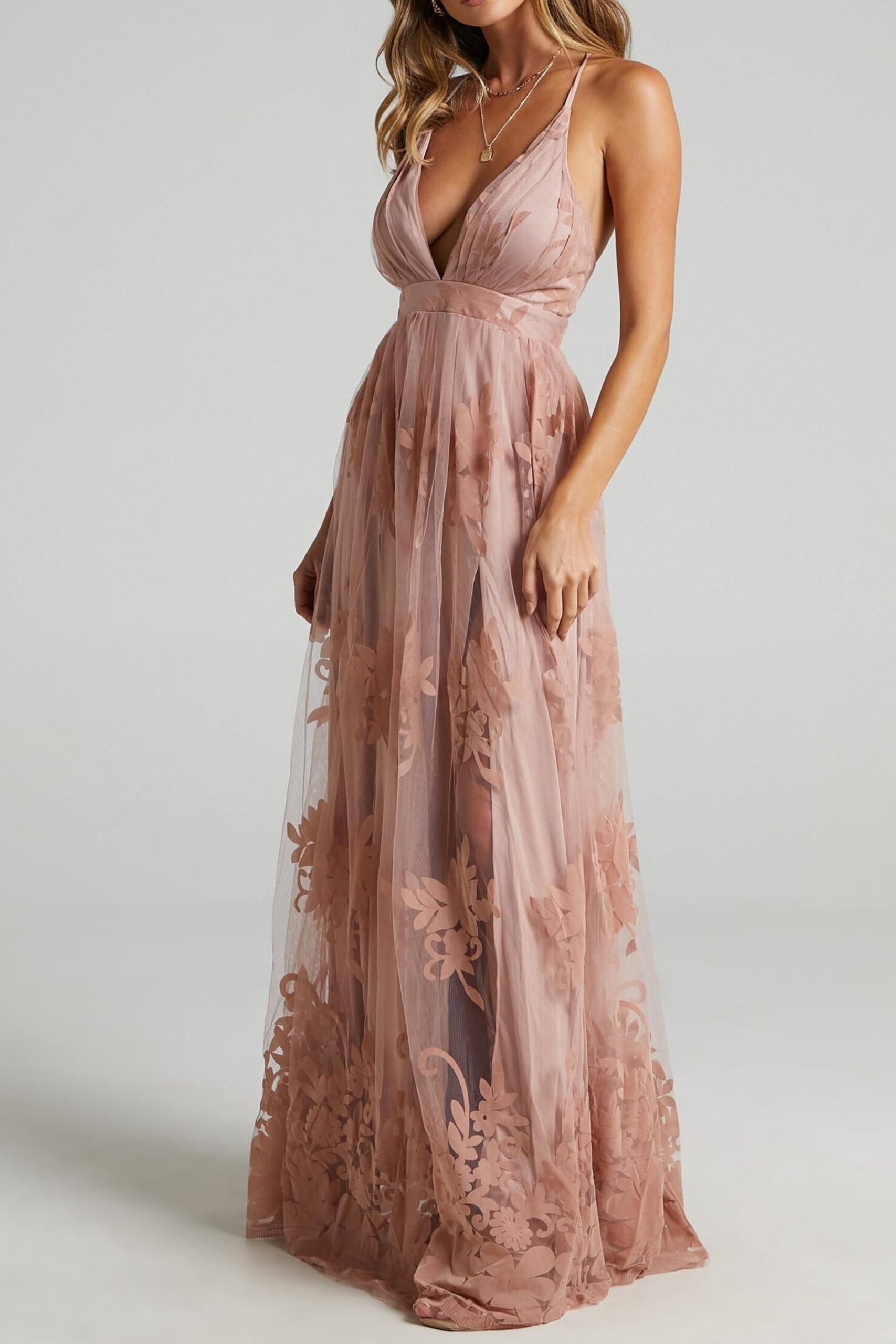 PROMENADE MAXI DRESS BLUSH | A-LINE WEDDING GUEST