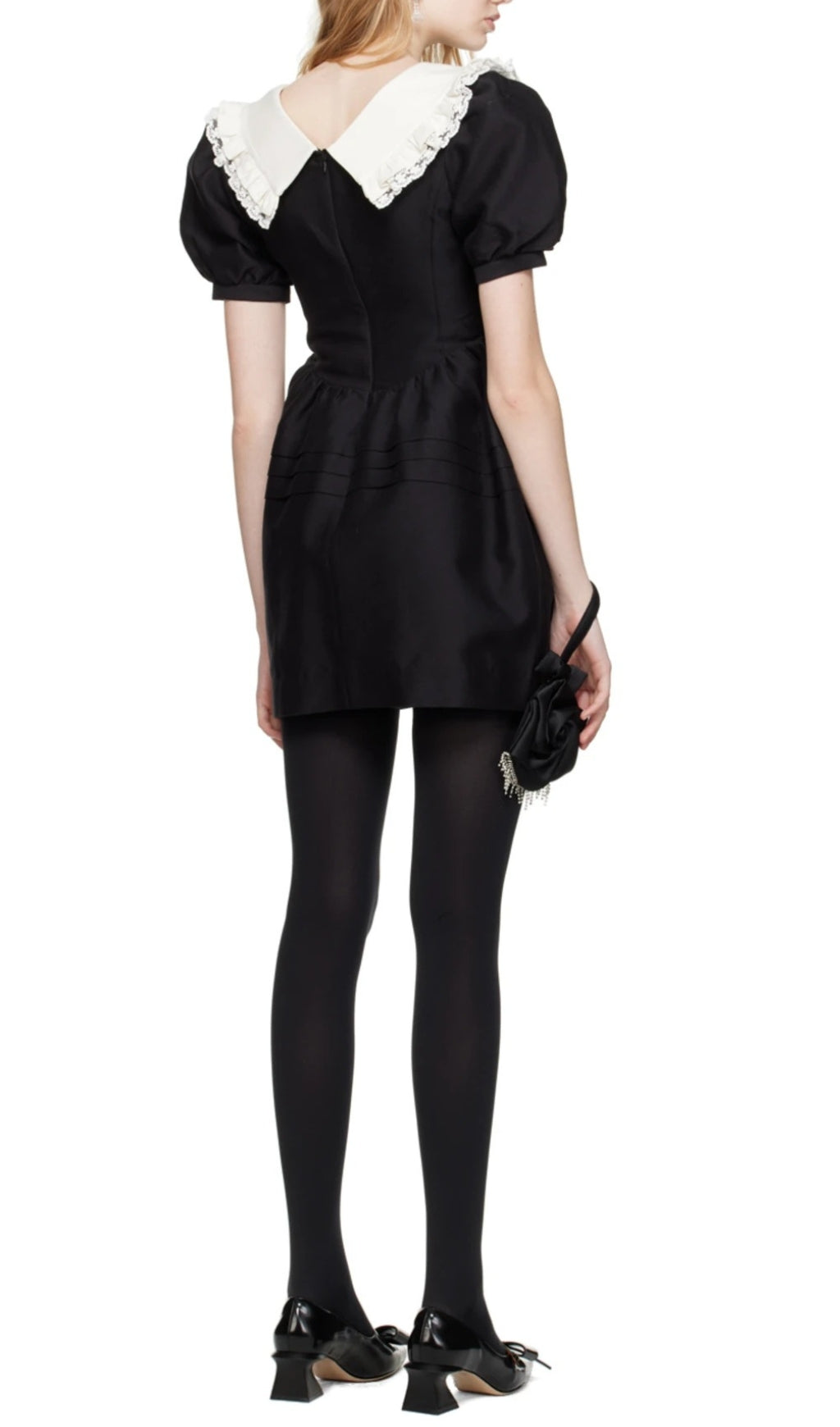 BLACK V-NECK MINI DRESS FOR COCKTAIL PARTY