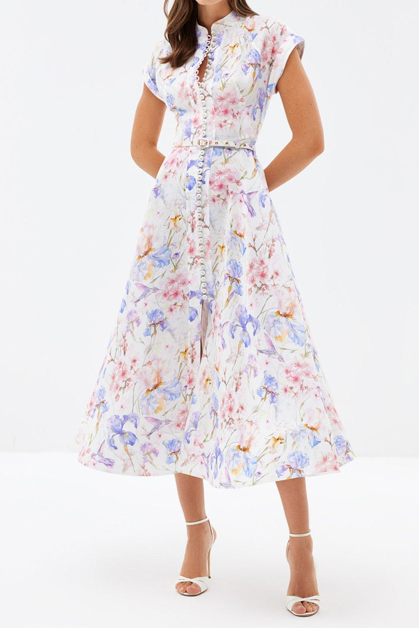 3_7e39d415-82b4-4491-ab24-0542f9687d78 MULTICOLOR FLORAL A-LINE MIDI DRESS
