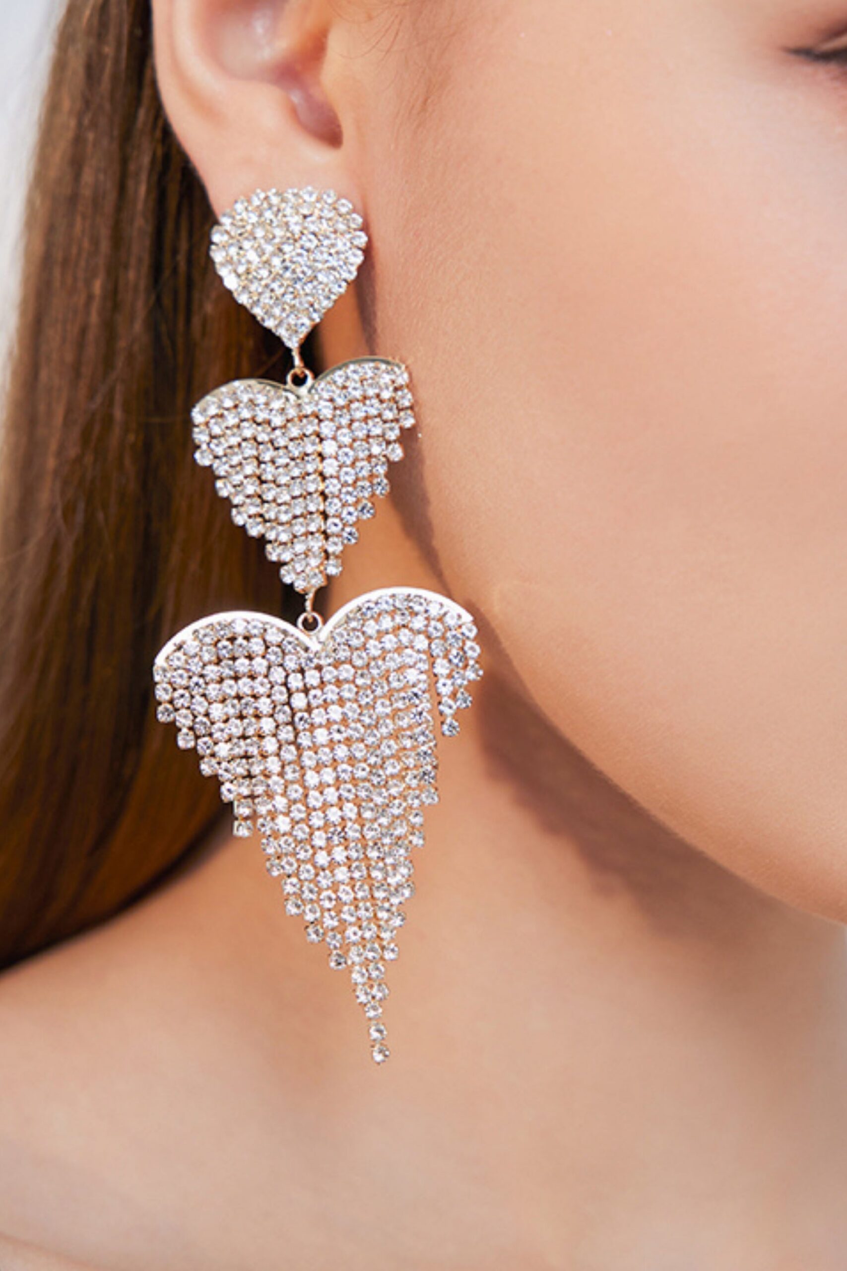 SILVER CRYSTAL DROP EARRINGS FOR WEDDING