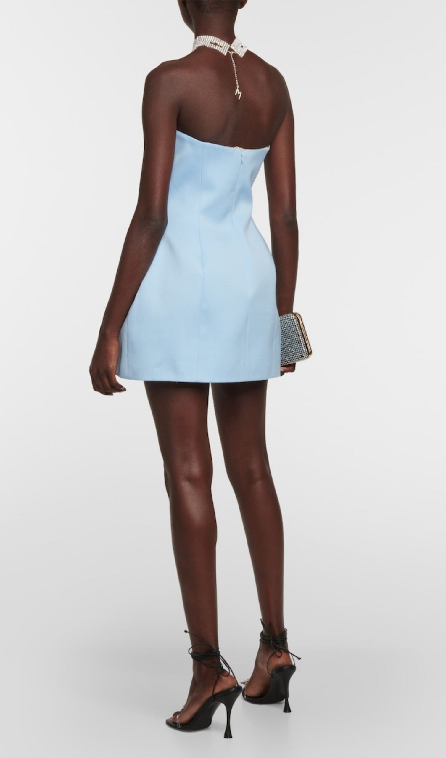 STRAPLESS BLUE CUTOUT MINI DRESS FOR PARTY