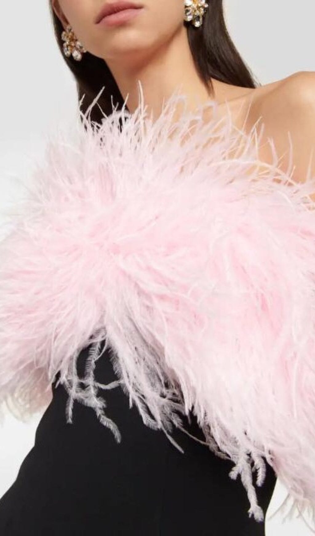 BLACK BANDAGE FEATHER MINI DRESS FOR PARTY