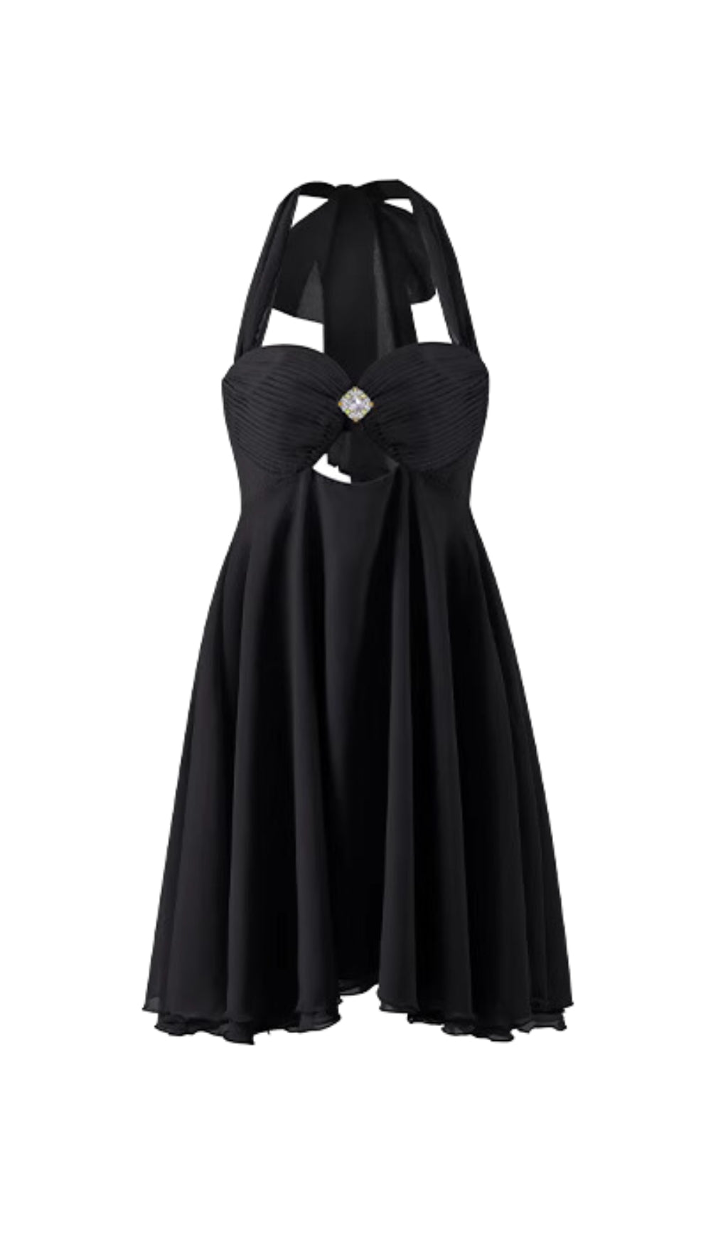 BLACK PLEATED HALTER MINI DRESS, COCKTAIL PARTY