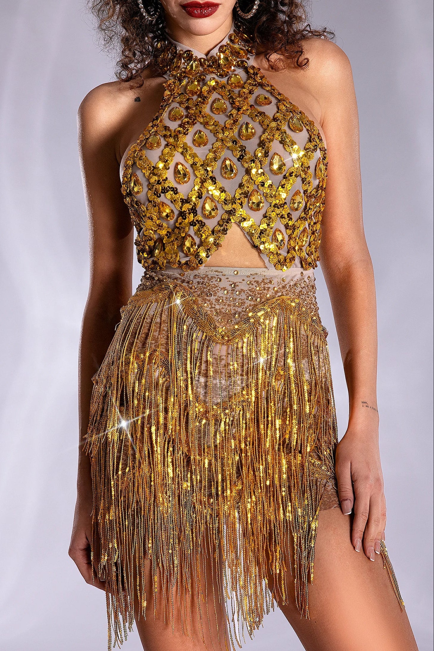 3_8fc03706-0f6e-45ab-8c8c-3e21bf547566 PRE-SALE DIAMOND CUTOUT FRINGE MESH DRESS