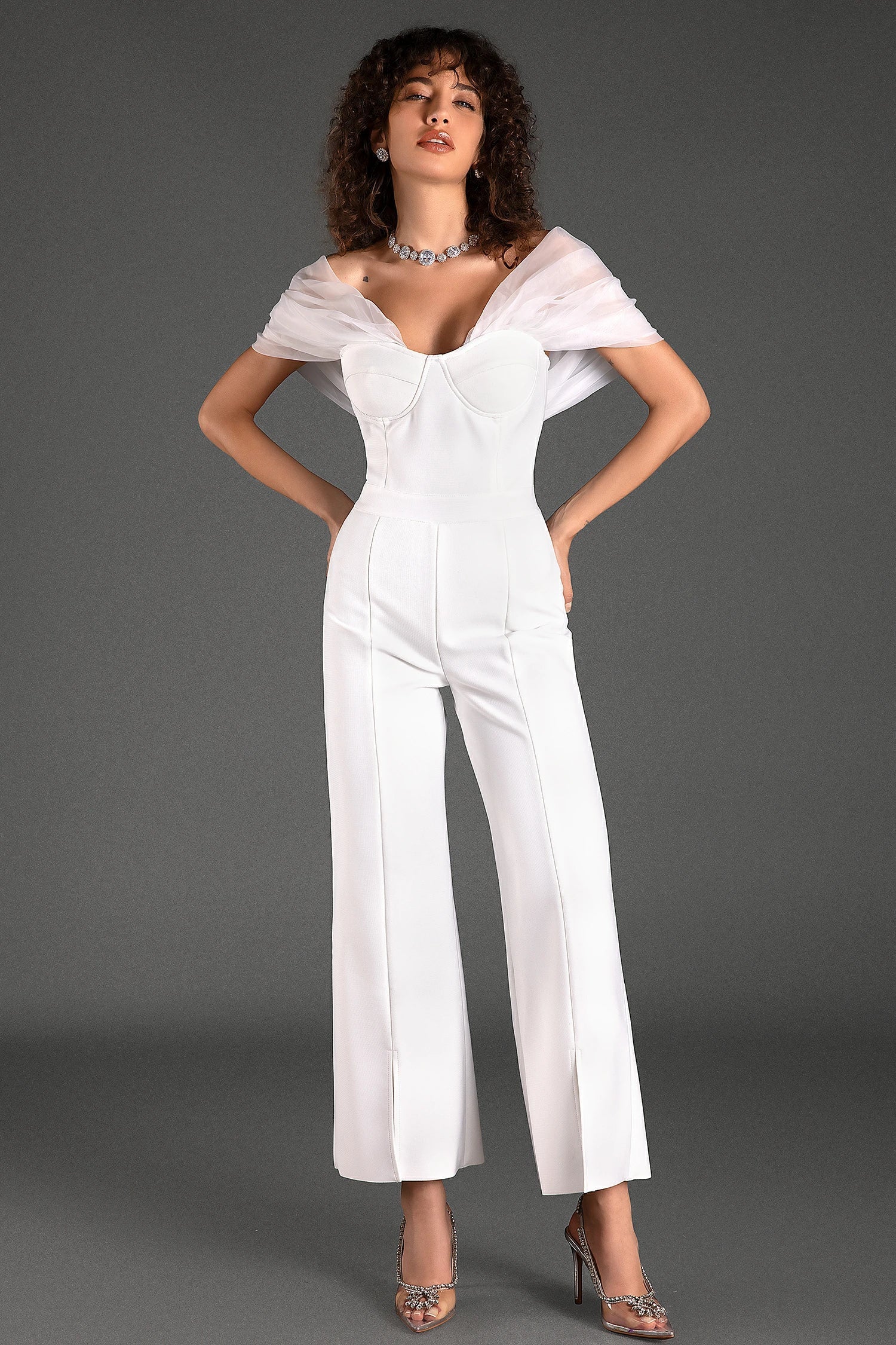 KANE OFF-SHOULDER PATCHWORK JUMPSUIT