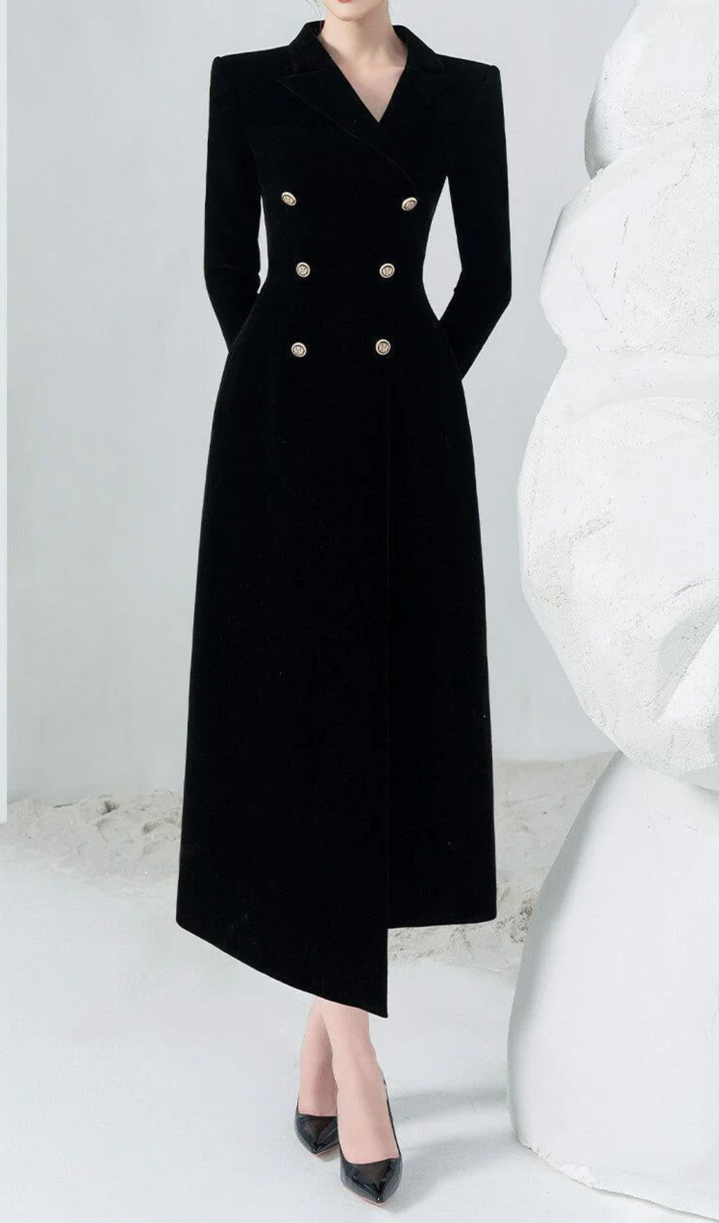 CALORIA ASYMMETRIC VELVET MIDI DRESS FOR EVENTS