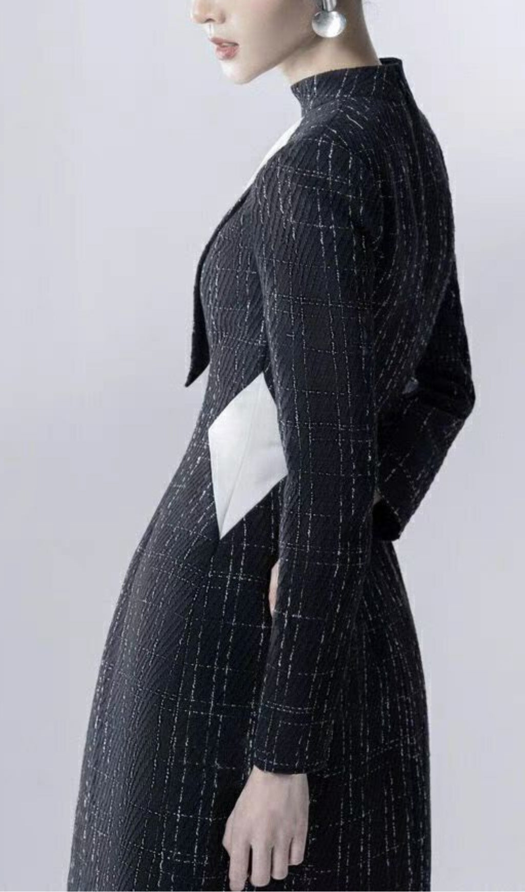 HALTER V-NECK A-LINE JACKET DRESS BLACK