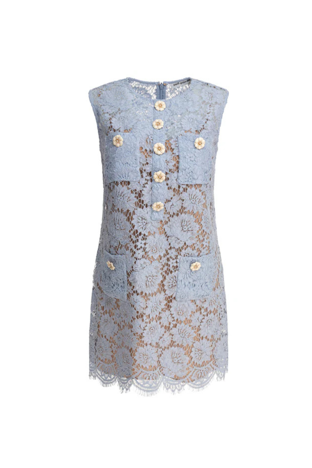 EUNICE BLUE LACE PENCIL MINI DRESS