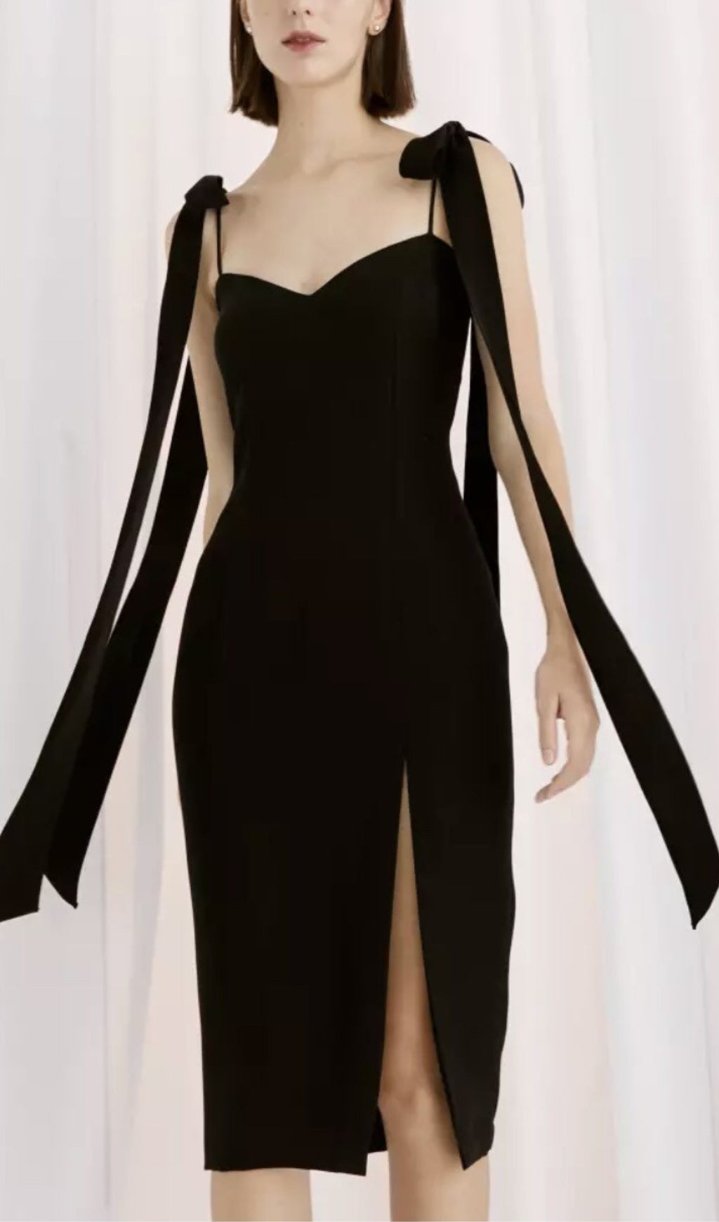 3_9fe66703-3c14-4d58-81ec-87fa7baa954c BANDAGE BOW MIDI DRESS - BLACK FLOWY PARTY