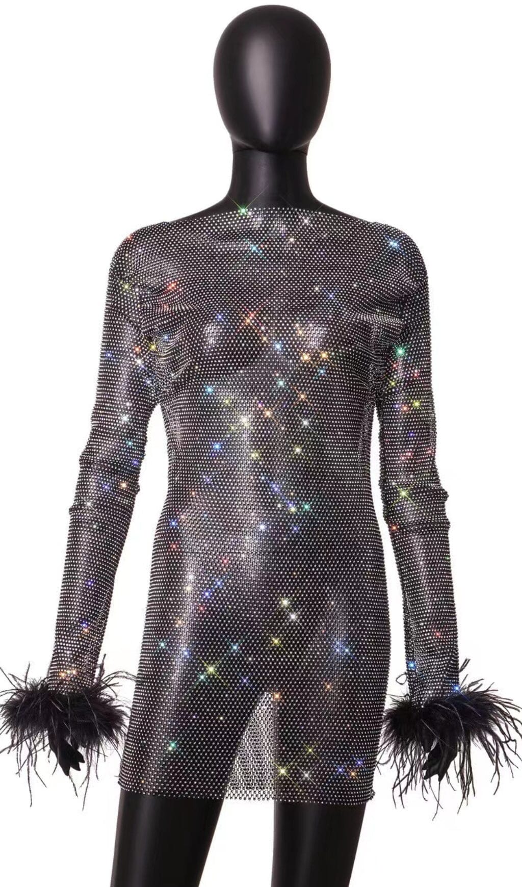 FEATHER MESH MINI DRESS, PARTY COCKTAIL SILHOUETTE