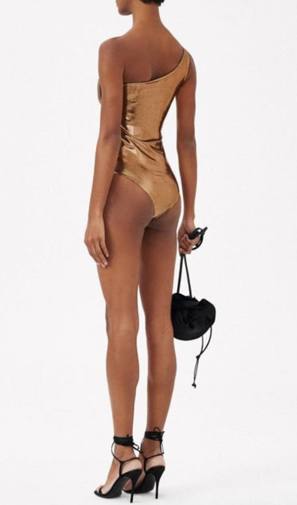 DIAGONAL CUTOUT GOLD FLOWER SWIMSUIT FOR PARTY
