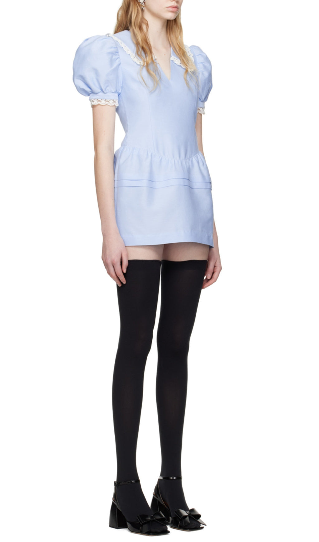 BLUE BUBBLE SLEEVE MINI DRESS FOR PARTY