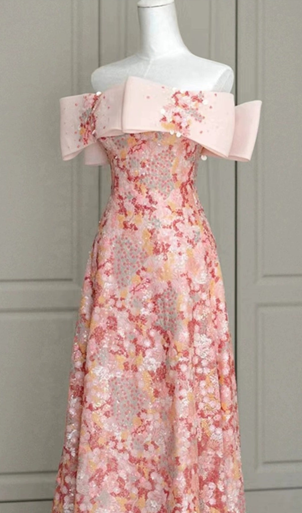 STRAPLESS FLORAL A-LINE MAXI DRESS FOR WEDDING GUEST