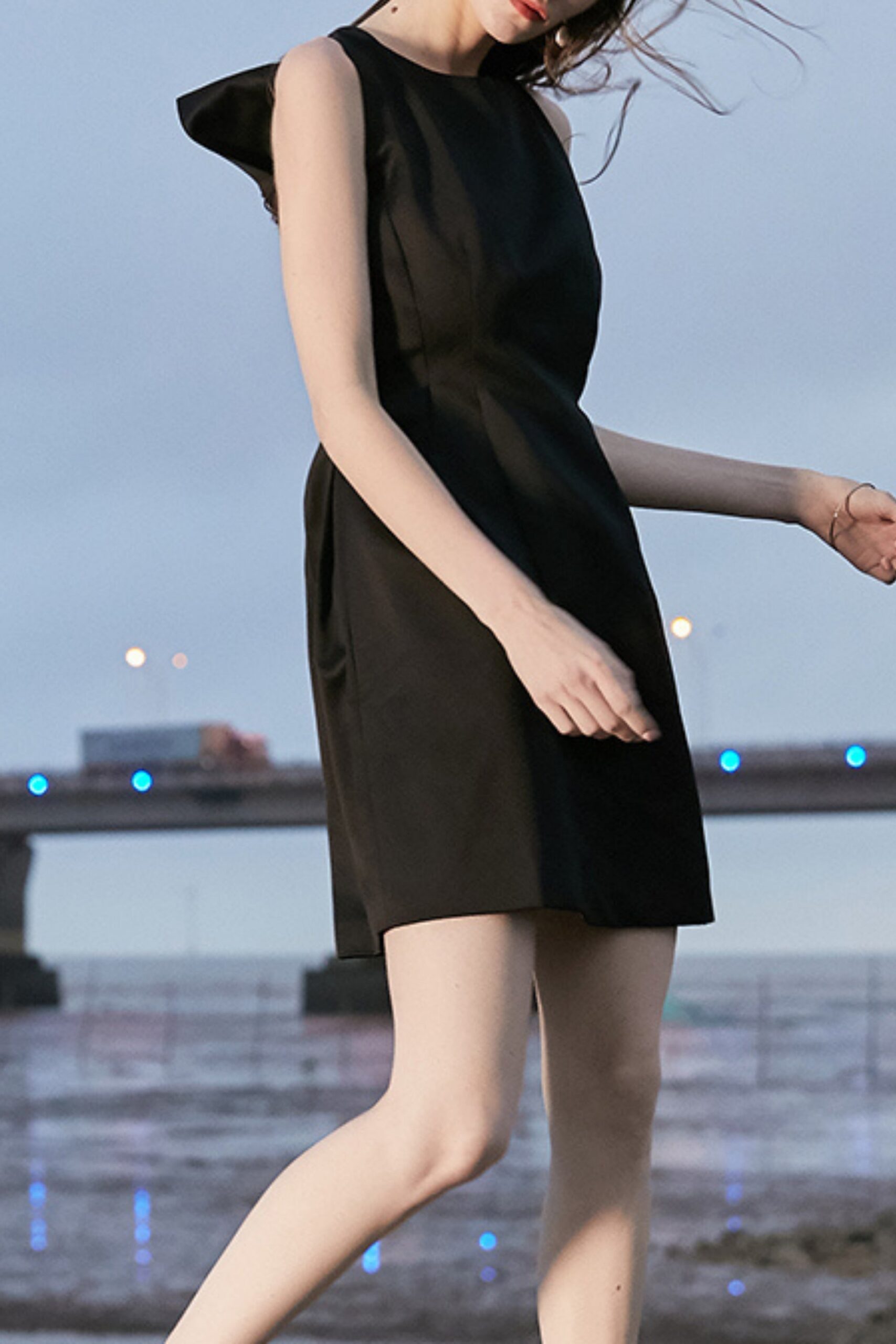 BOW MINI DRESS BLACK COCKTAIL PARTY