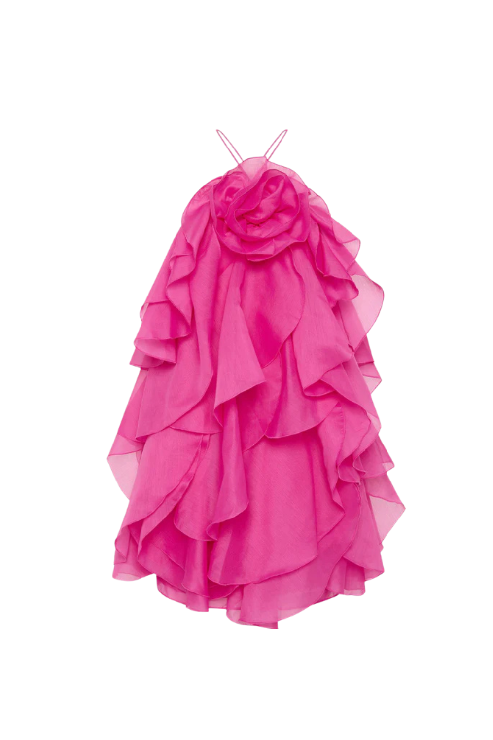 LORRAINE HALTER FLORAL MINI DRESS, FUCHSIA PARTY