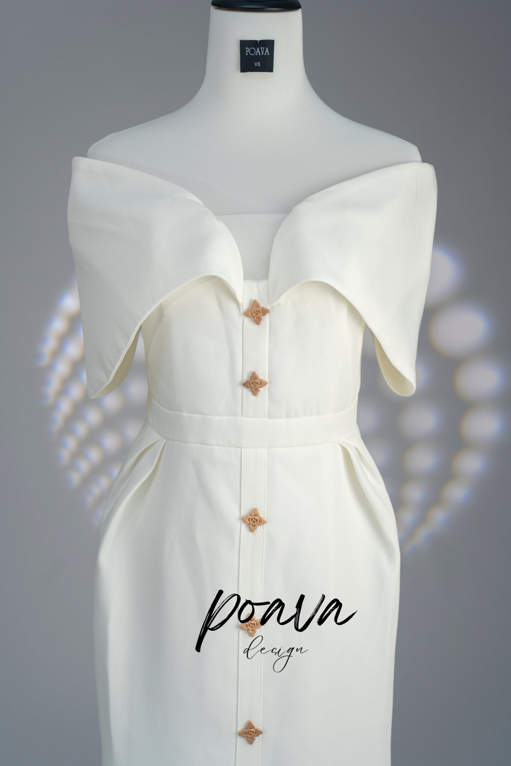 OFF SHOULDER WHITE MIDI DRESS FOR WEDDING