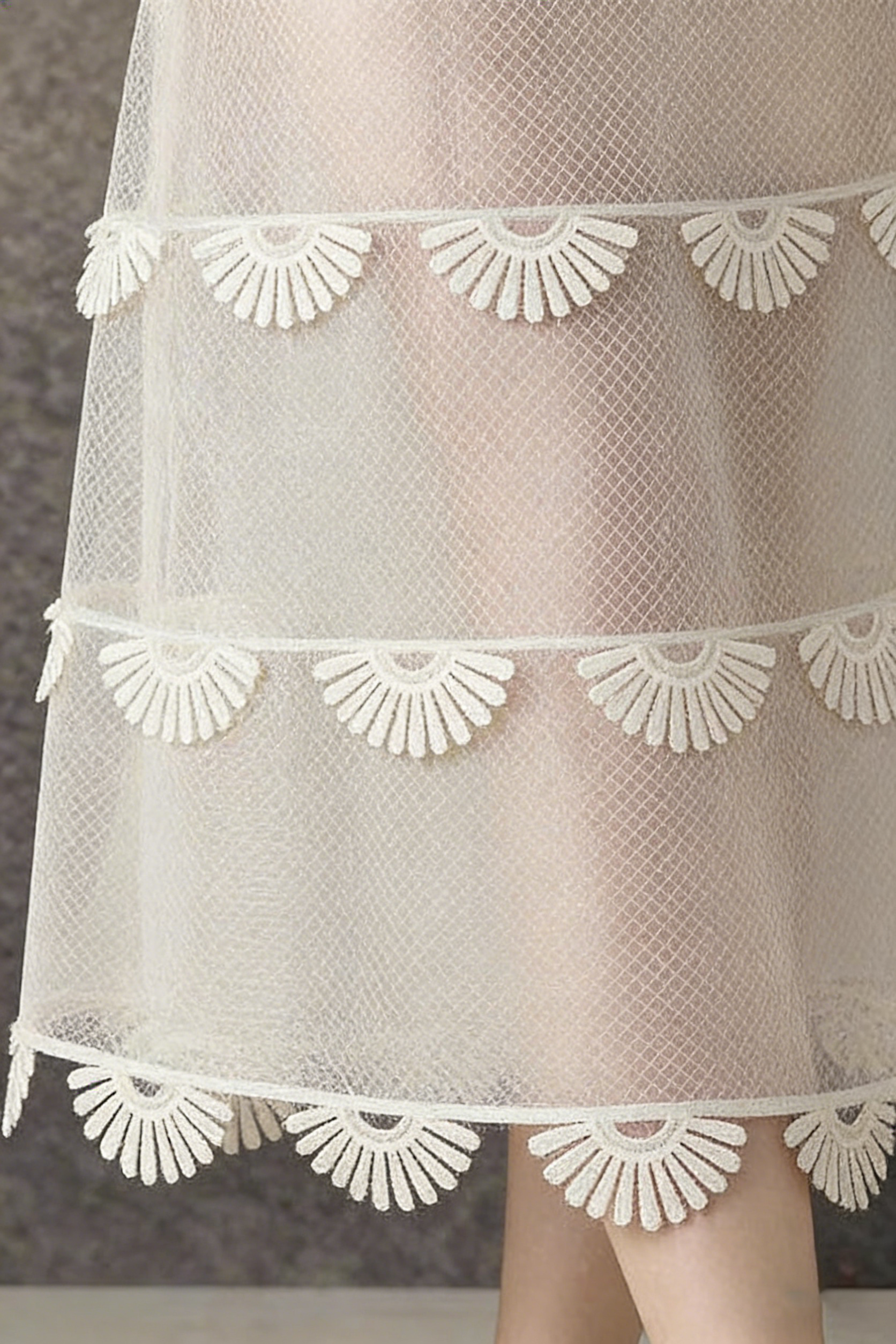 OFF-SHOULDER LACE TIERED MIDI DRESS