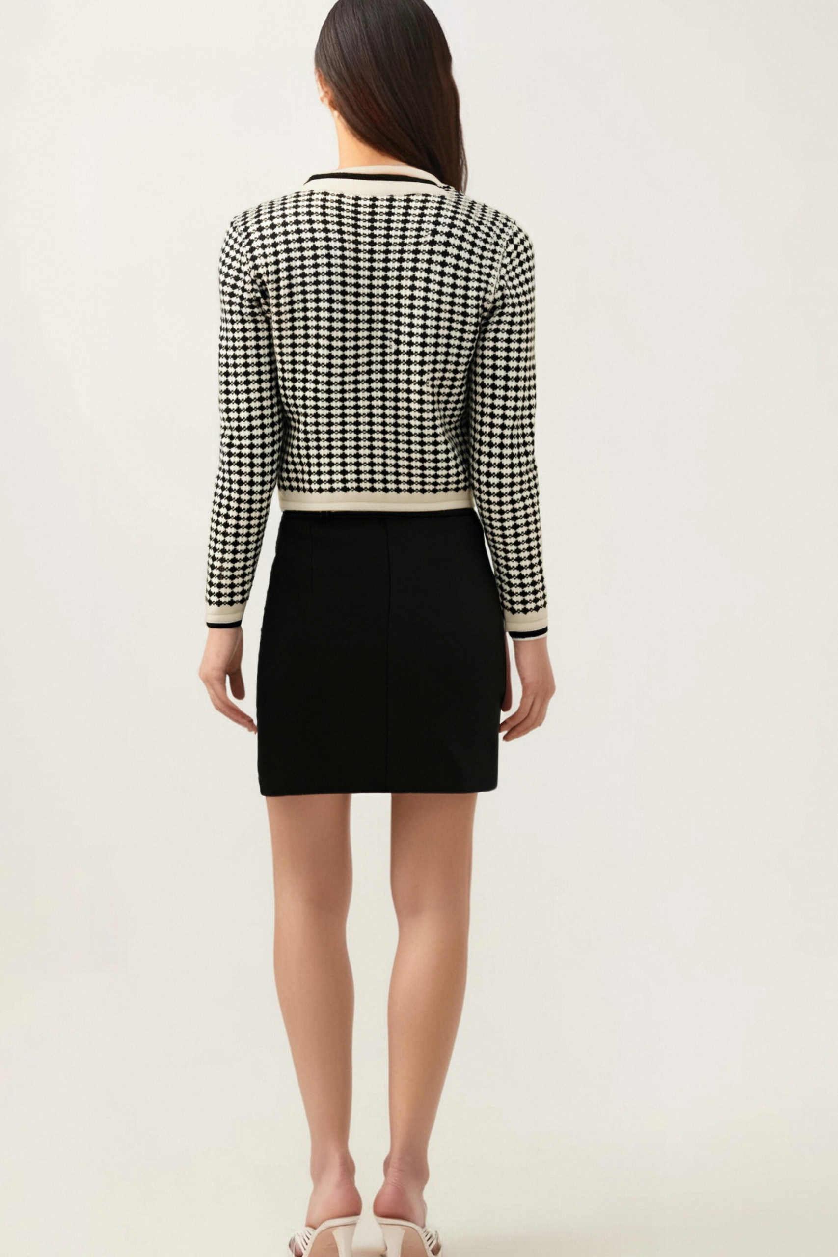 3_afd742ea-7769-4d6b-a858-fa91de465fe2 ORLANE CHECKED BOW CARDIGAN, VINTAGE OFFICE STYLE