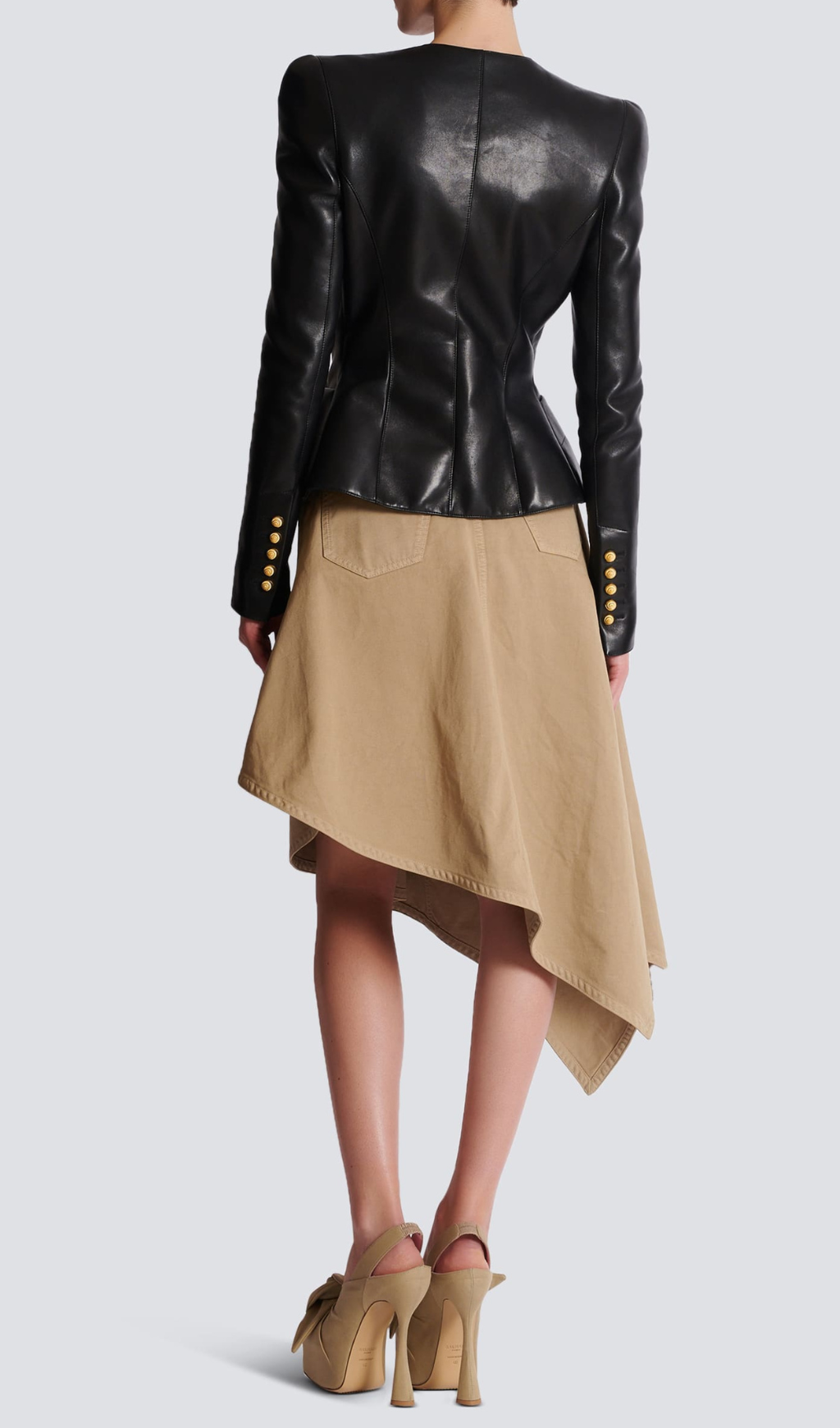 LAMBSKIN LEATHER PEPLUM BLAZER FOR WEDDING