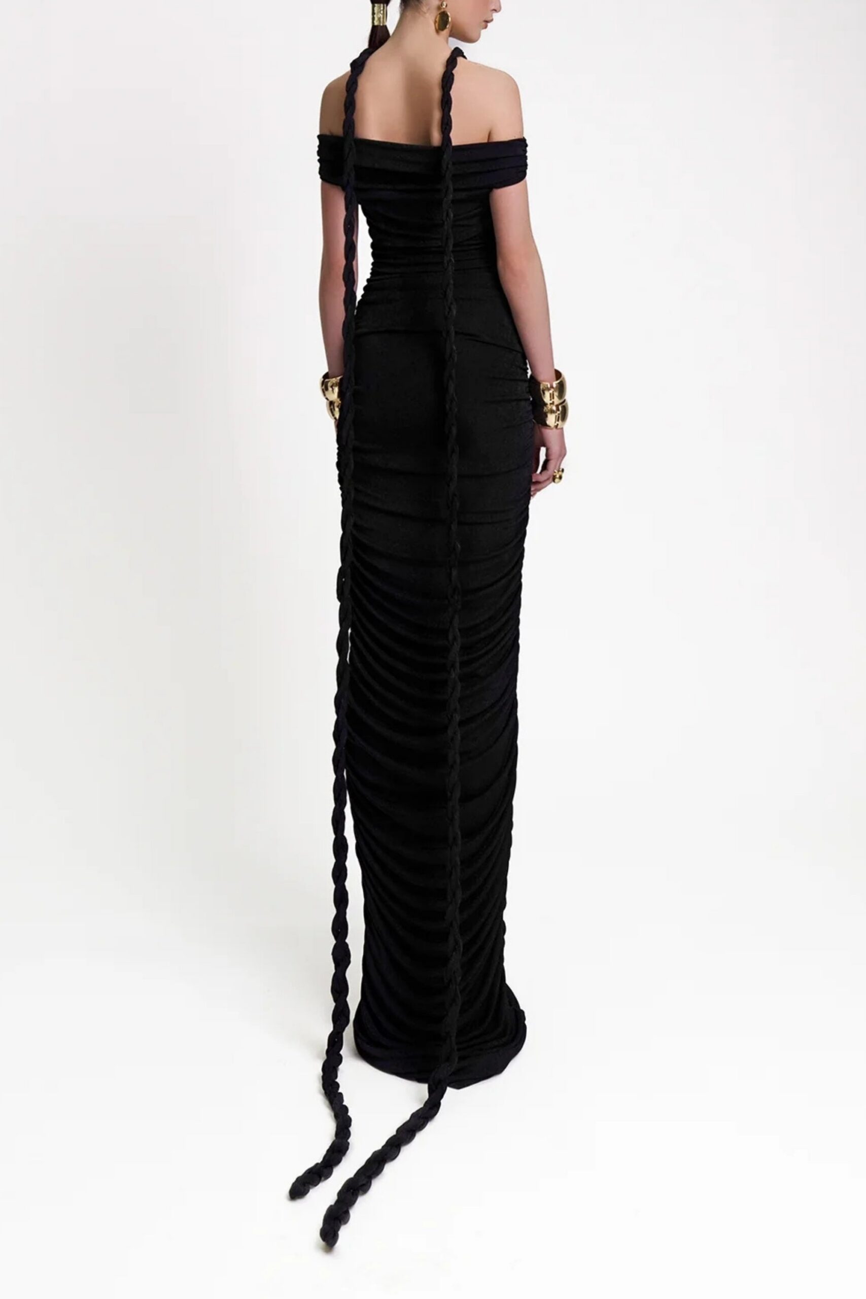 BANDAGE OFF-SHOULDER BLACK MAXI DRESS FOR NIGHT OUT