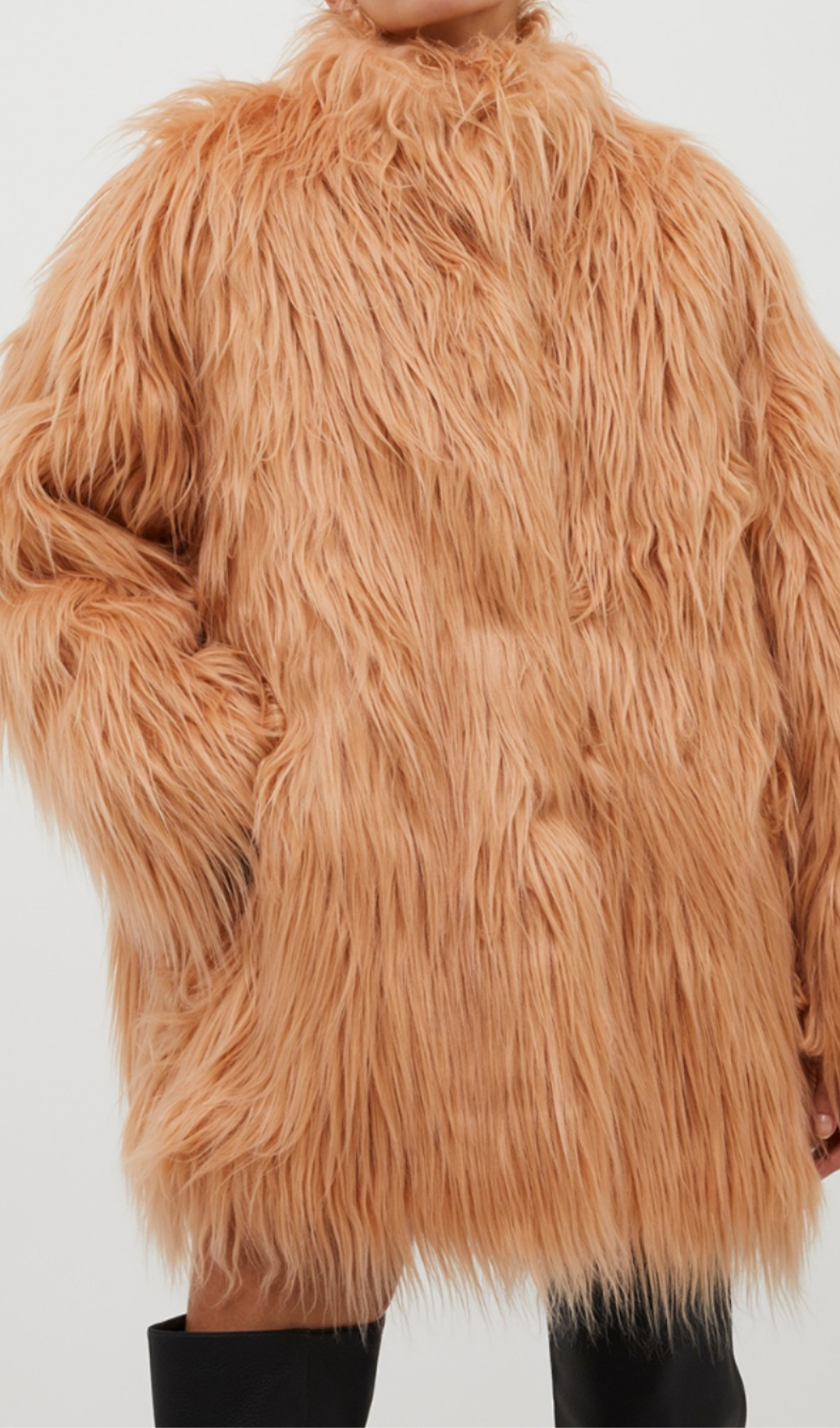 LUXE NUDE PINK FAUX FUR COAT FOR PARTY