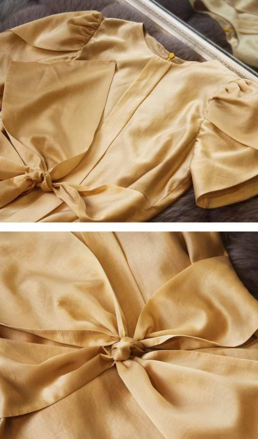 KHAKI BODYCON BOW MINI DRESS