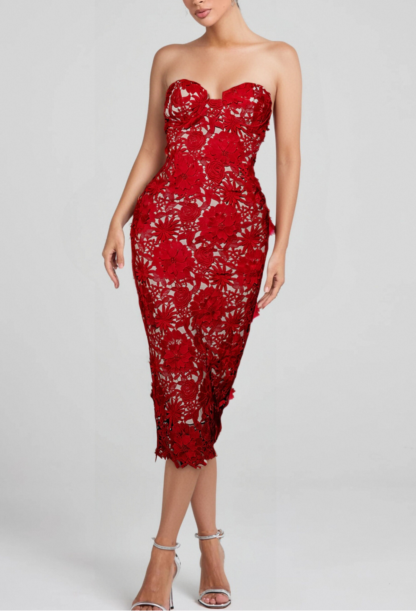 3_b5b1cbdb-42af-4f0d-836a-eadd69cf765d FLORAL EMBROIDERED RED MIDI DRESS FOR WEDDING