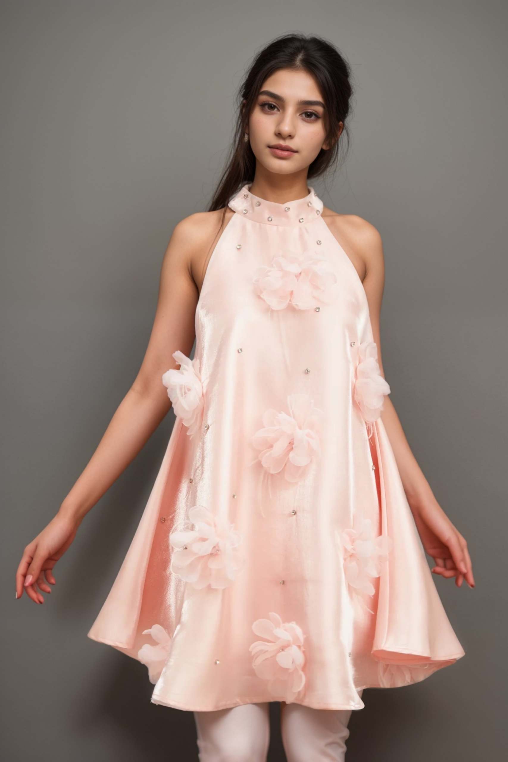 QUELLA PINK FLORAL A-LINE SLEEVELESS MINI DRESS