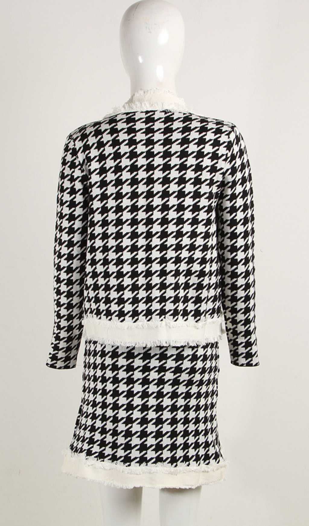 HOUNDSTOOTH KNIT SKIRT SET - CASUAL CHIC OUTFIT