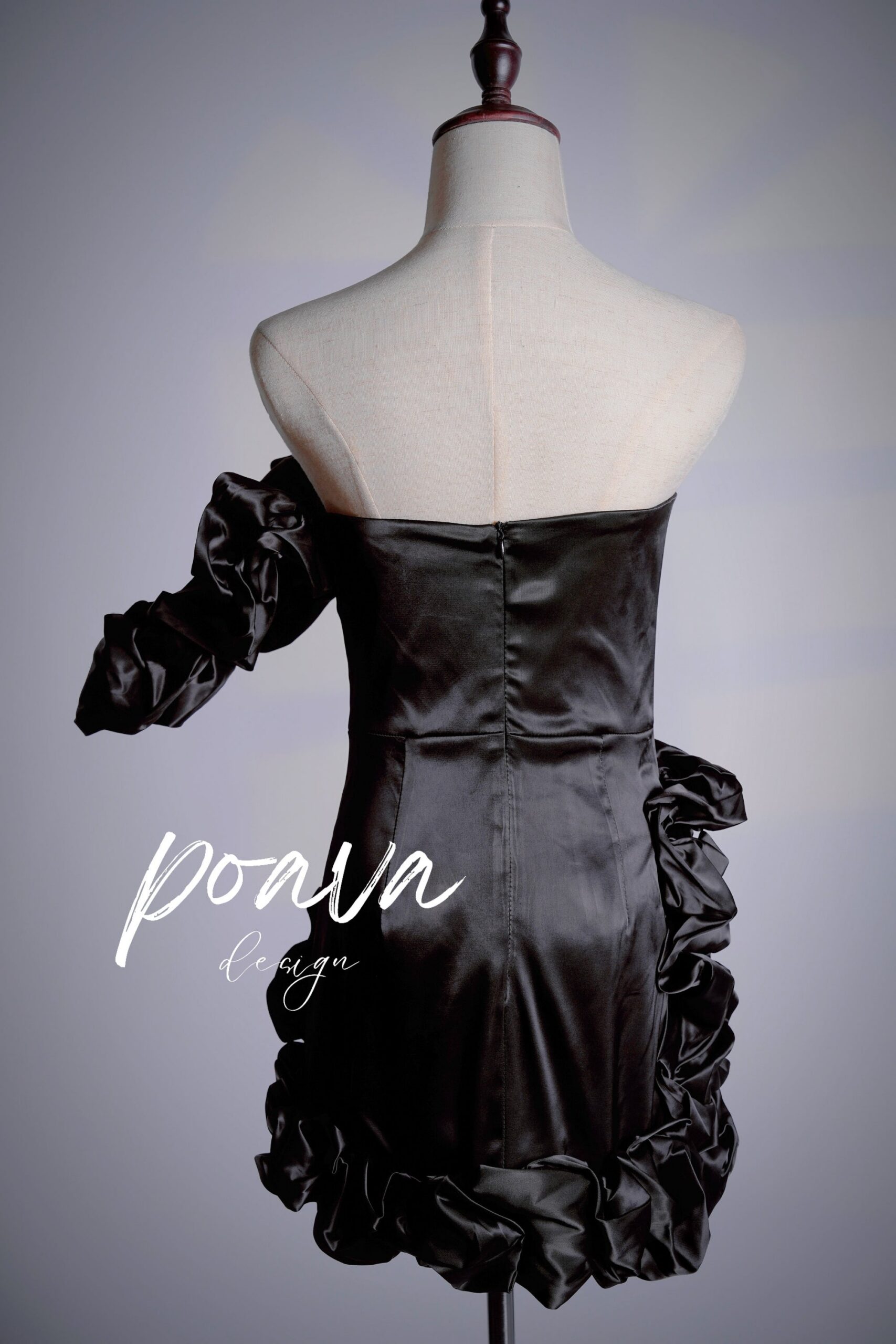 ONE SHOULDER BLACK MINI DRESS FOR PARTY