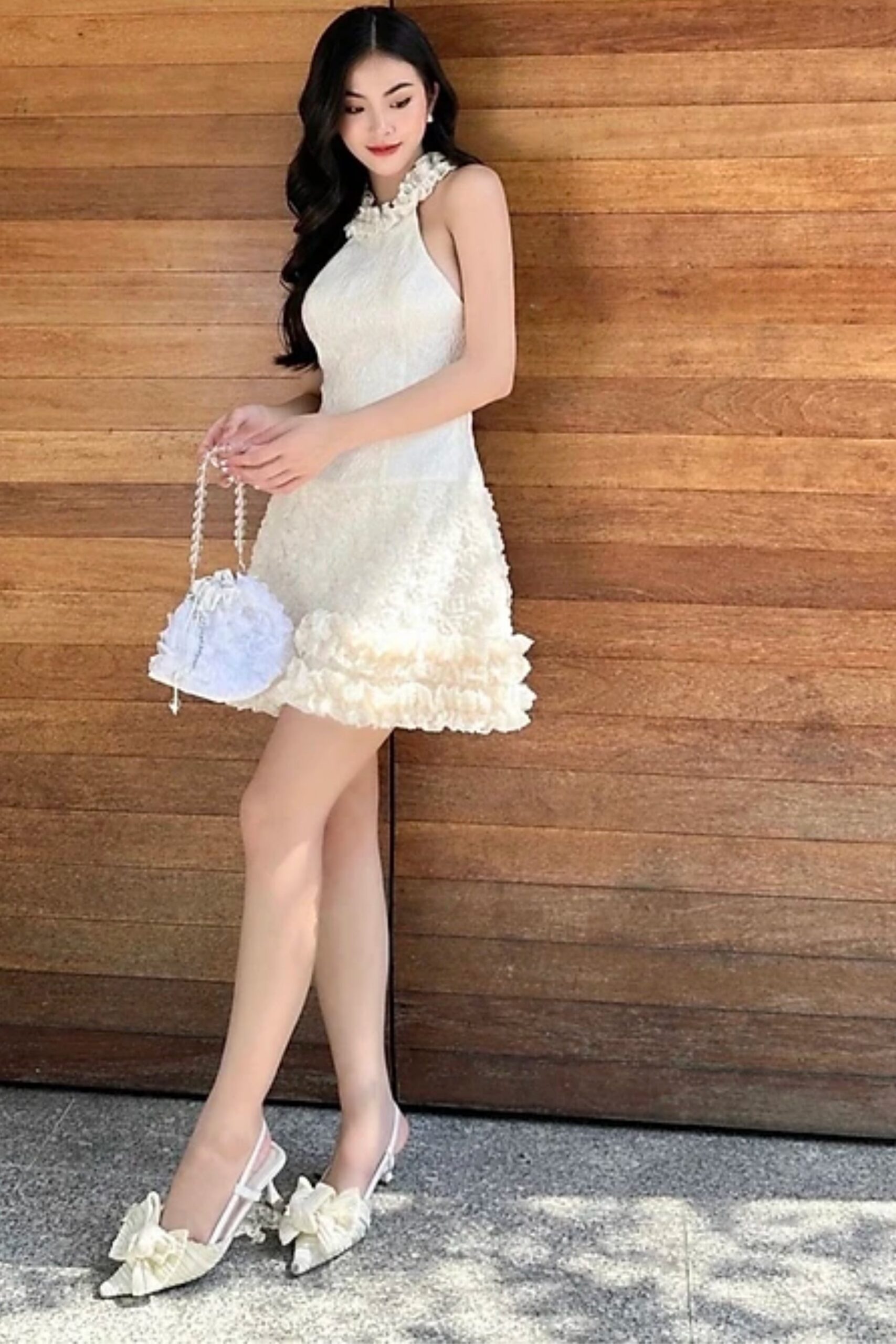 SUMMER SLEEVELESS RUFFLE MINI JACQUARD DRESS