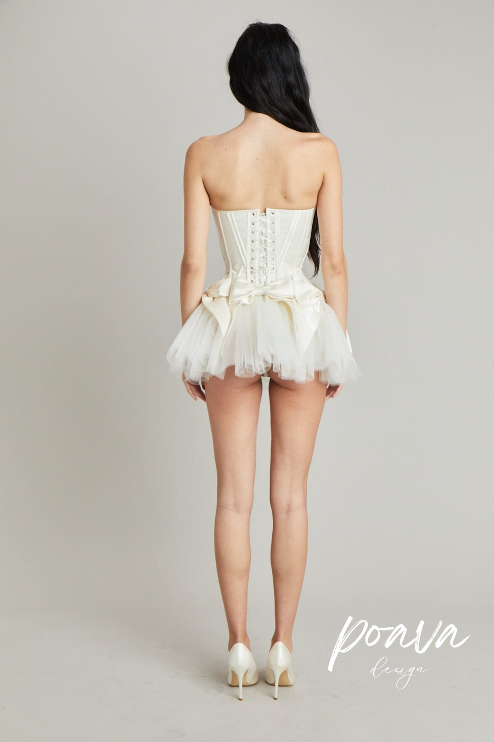ELSIE BOWKNOT STRAPLESS WHITE MINI DRESS