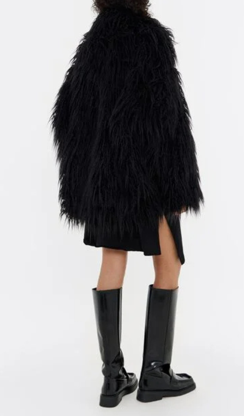 SHORT BLACK FUR COAT FOR PARTY STYLE