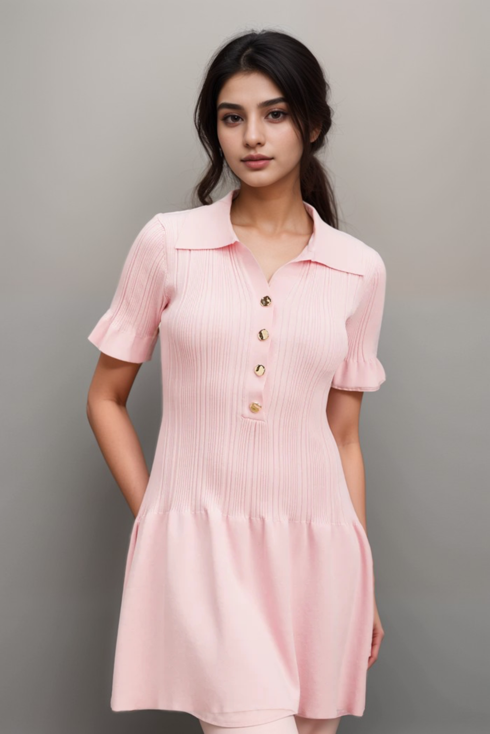 3_cce8ff63-2ae0-4597-a19b-d61f6a7c8714 NOLWENN PINK FLARED KNIT MINI DRESS