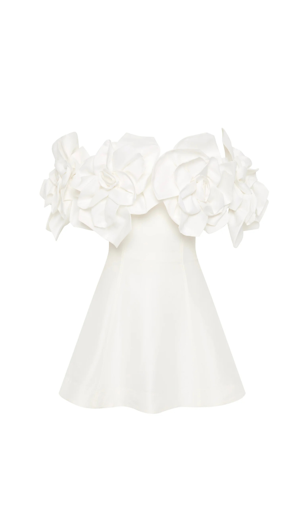 ETTA STRAPLESS FLOWER MINI DRESS, IVORY