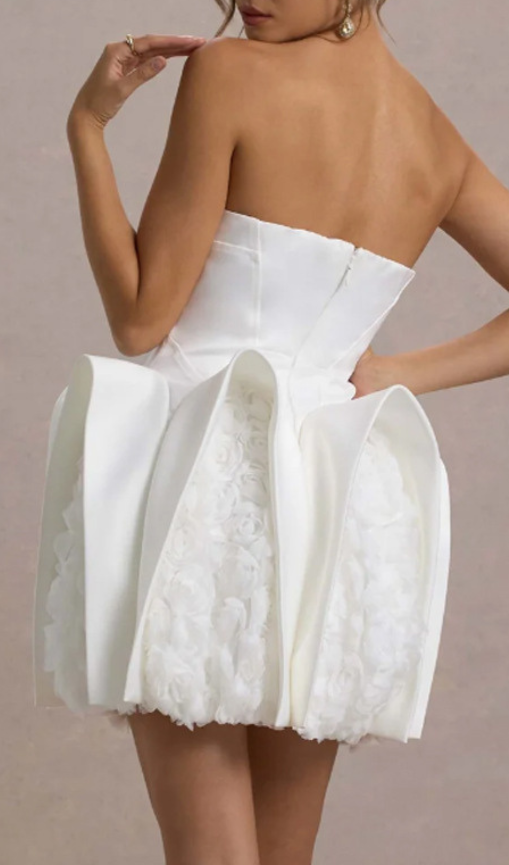CALAIS STRAPLESS FLOWER MINI DRESS FOR WEDDING