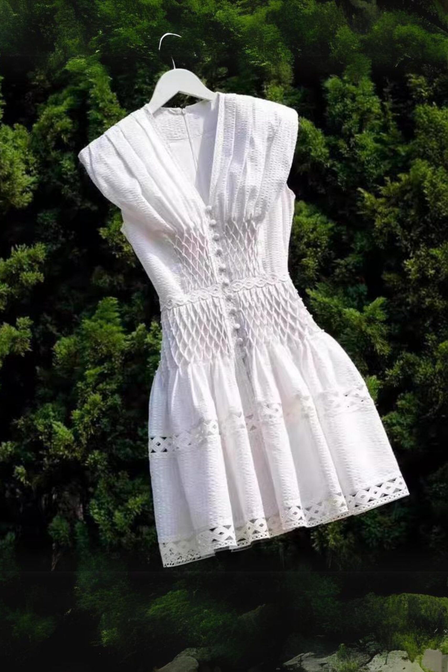CREAM LACE MINI DRESS FOR COCKTAIL PARTY