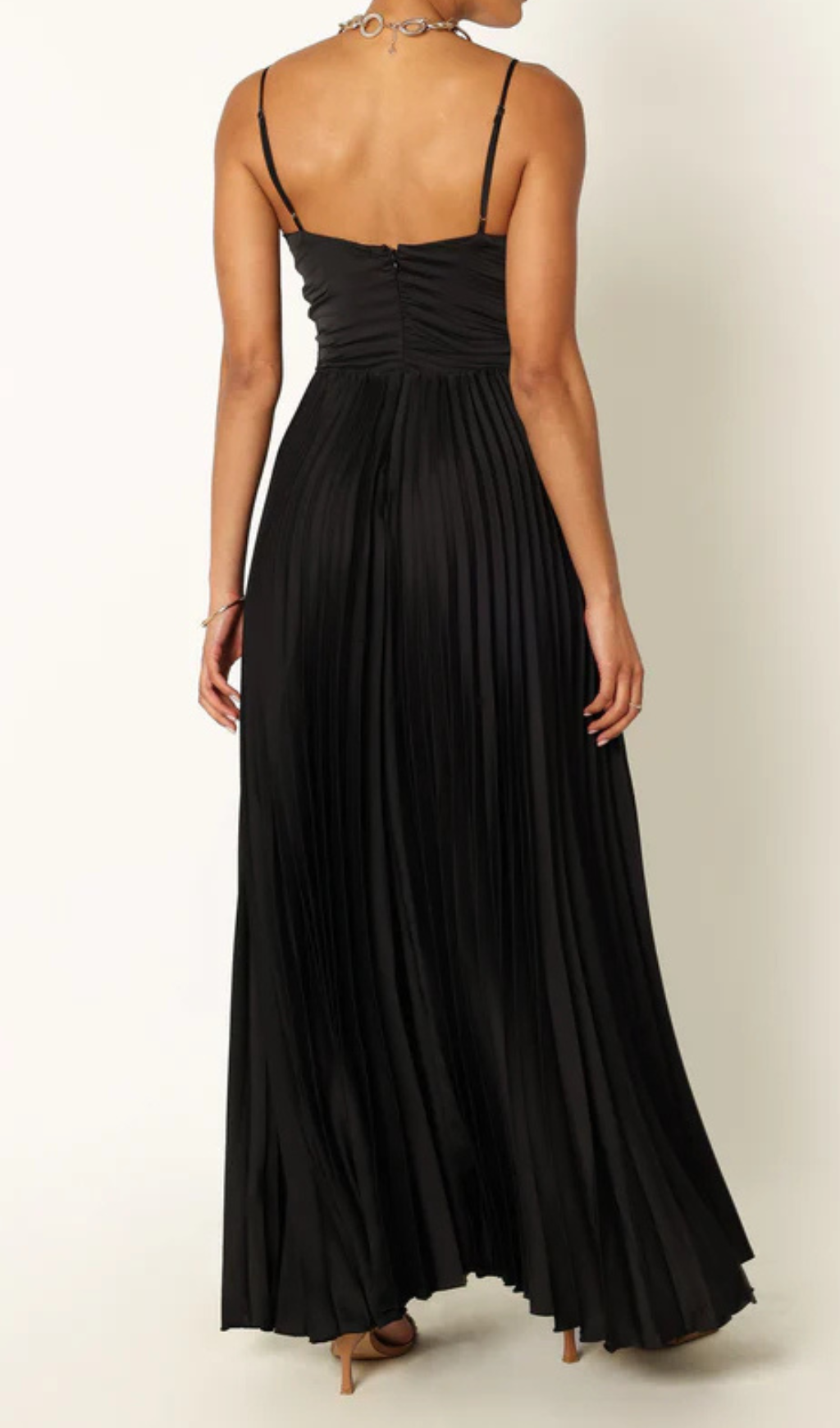 NAIRA PLEATED MAXI BLACK DRESS