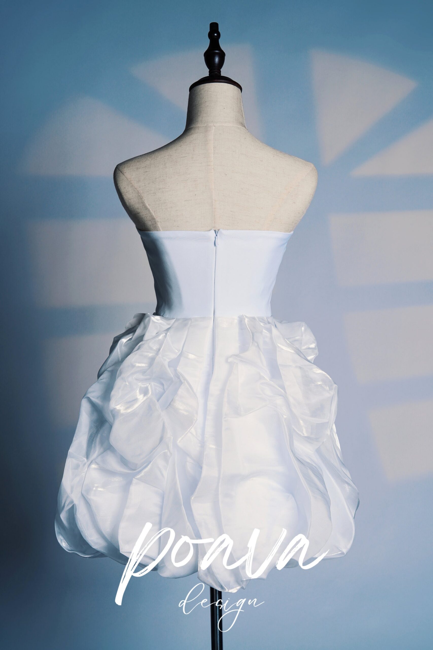 FLORAL LACE STRAPLESS MINI WHITE WEDDING DRESS