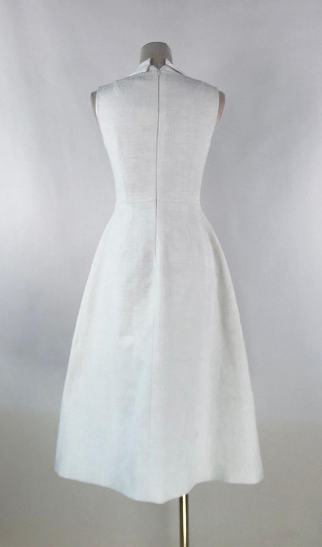 BOW PLEATED SLEEVELESS MIDI DRESS WHITE