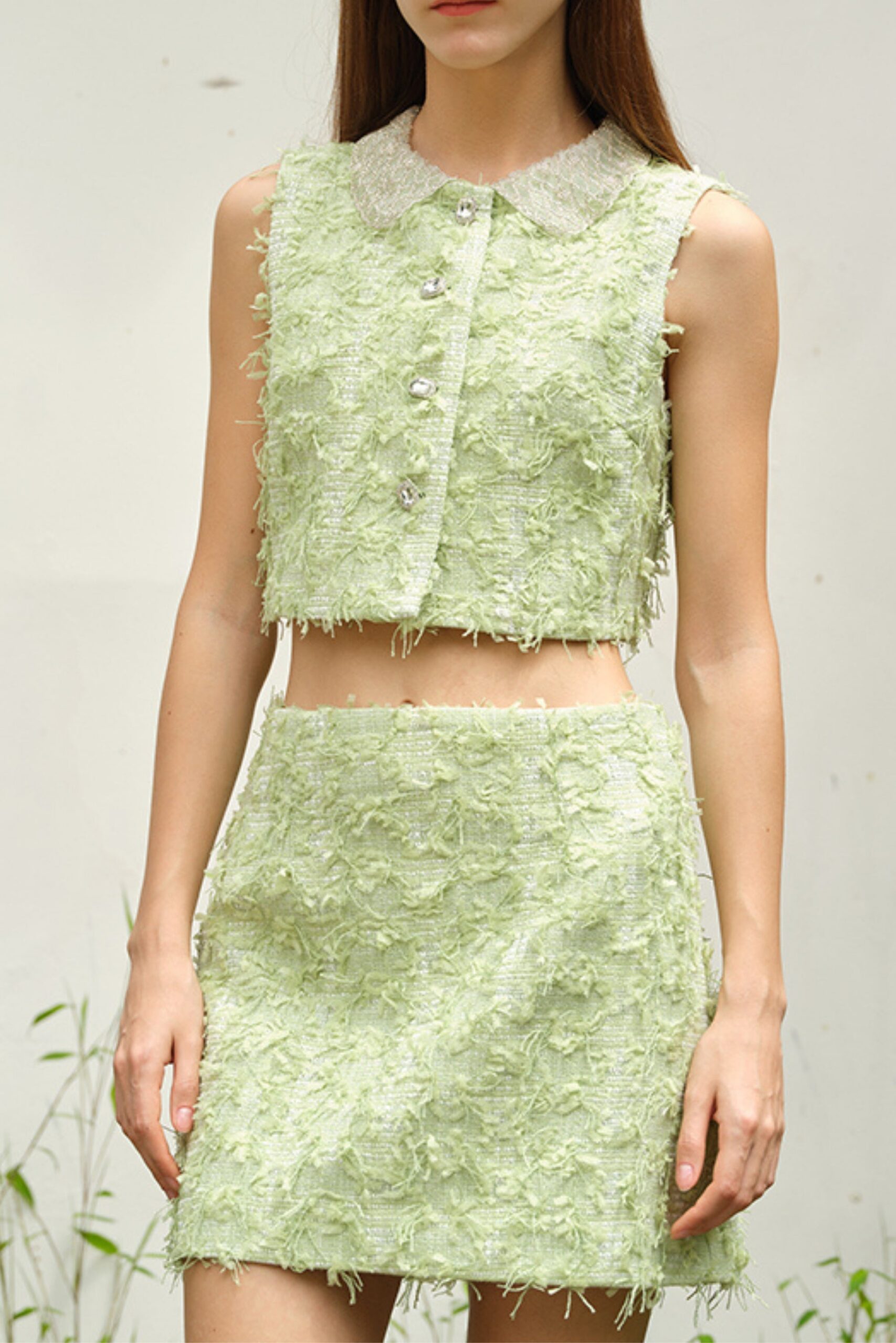 GREEN MINI DRESS SET FOR WEDDING GUEST