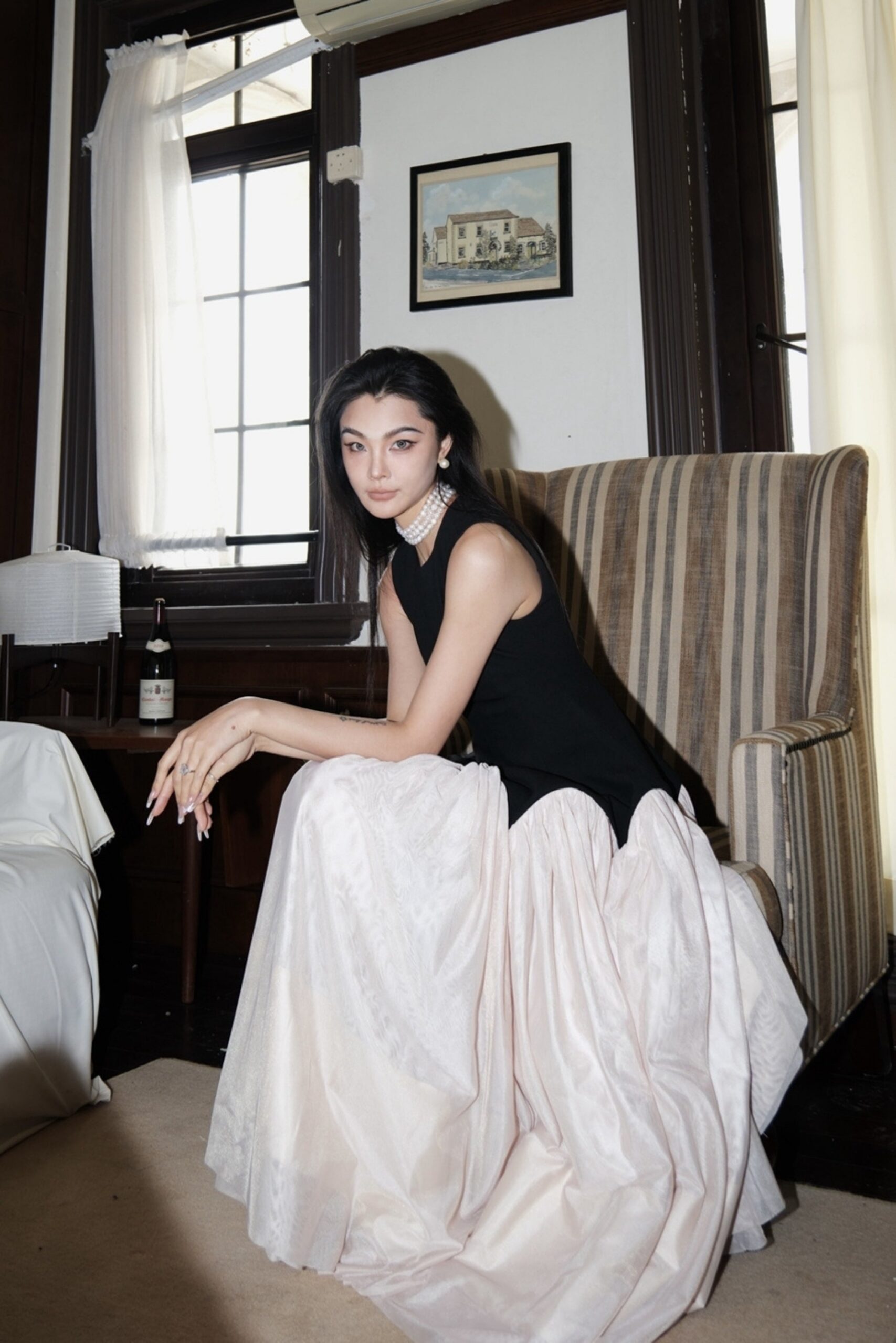 BLACK & WHITE TULLE MAXI DRESS FOR FORMAL EVENTS