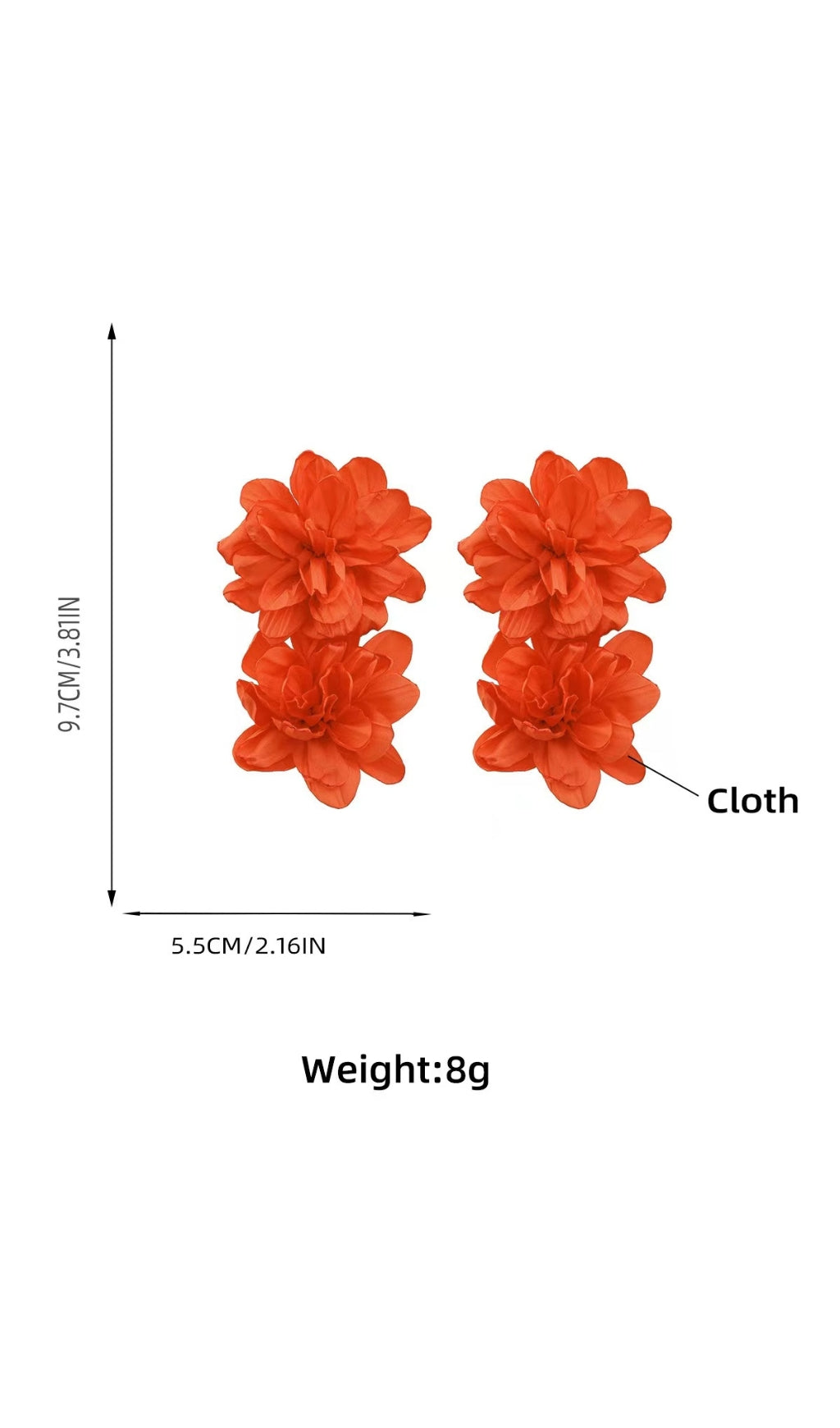 3D FLOWER EARRING - GOLD HOOP FOR WEDDING