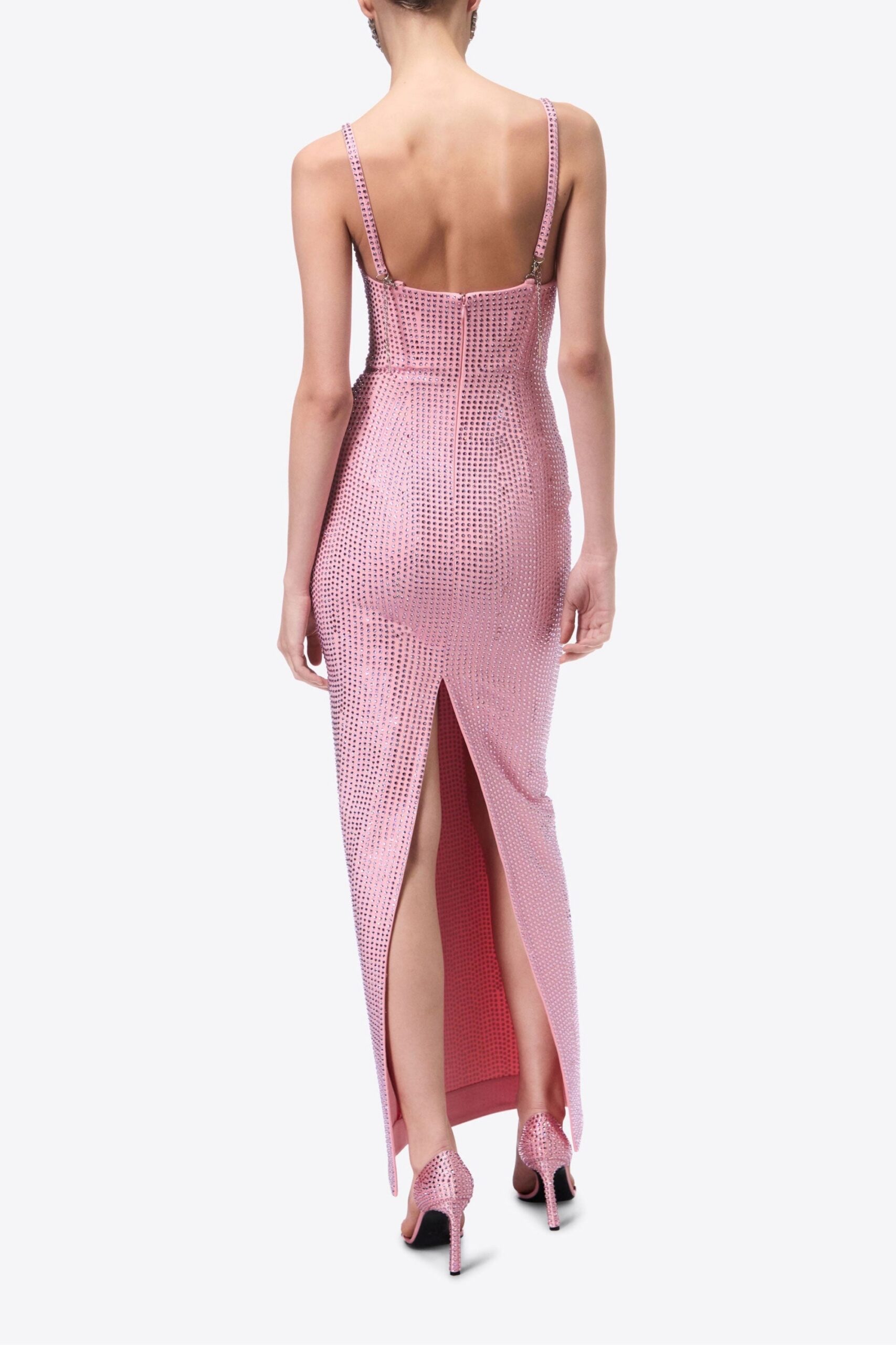 SEQUIN PINK STRAPLESS MAXI DRESS FOR PARTY